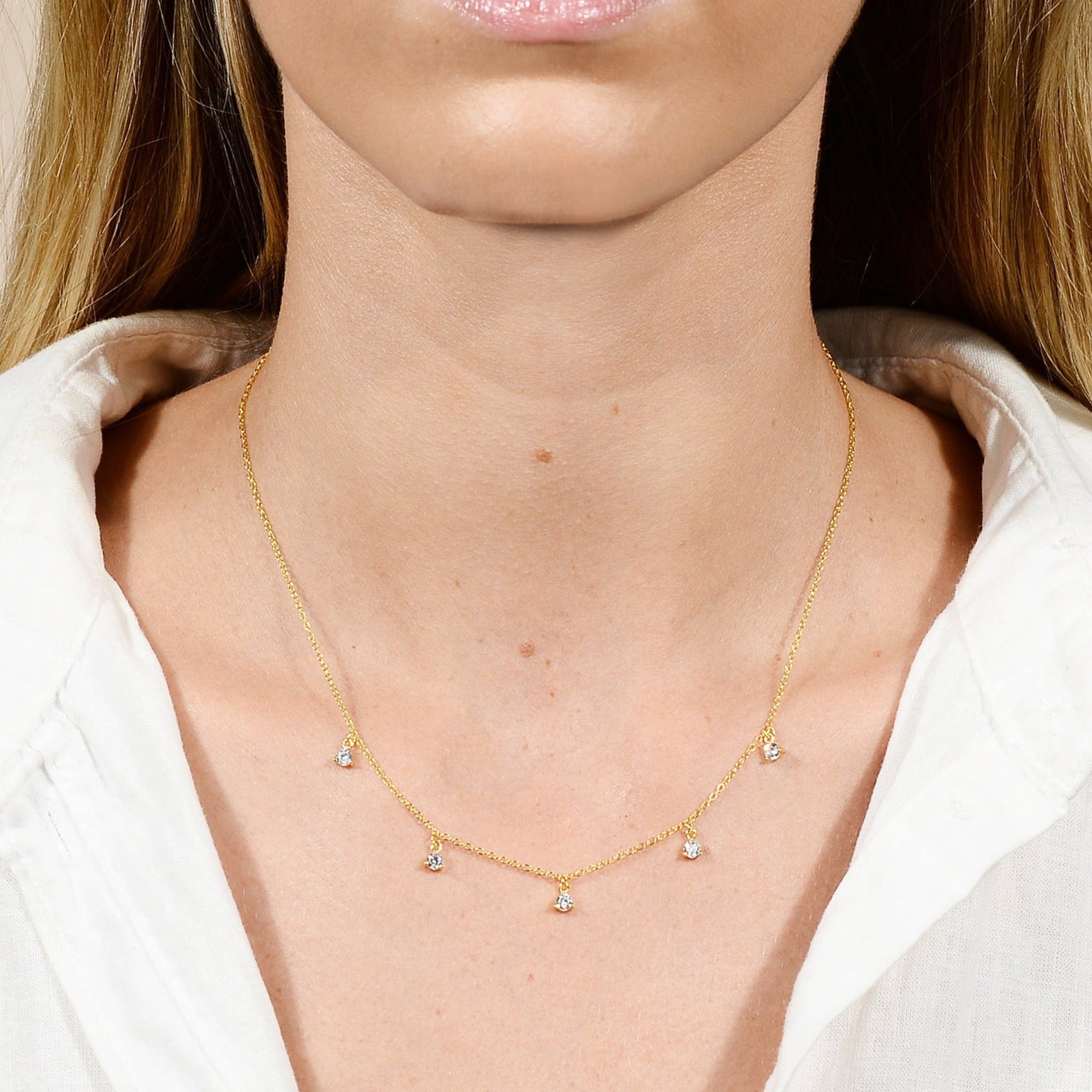 Sapphire Dangling Chain Necklace - Camile & Stone