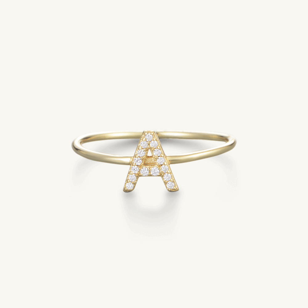 Sapphire Initial Letter Ring Gold
