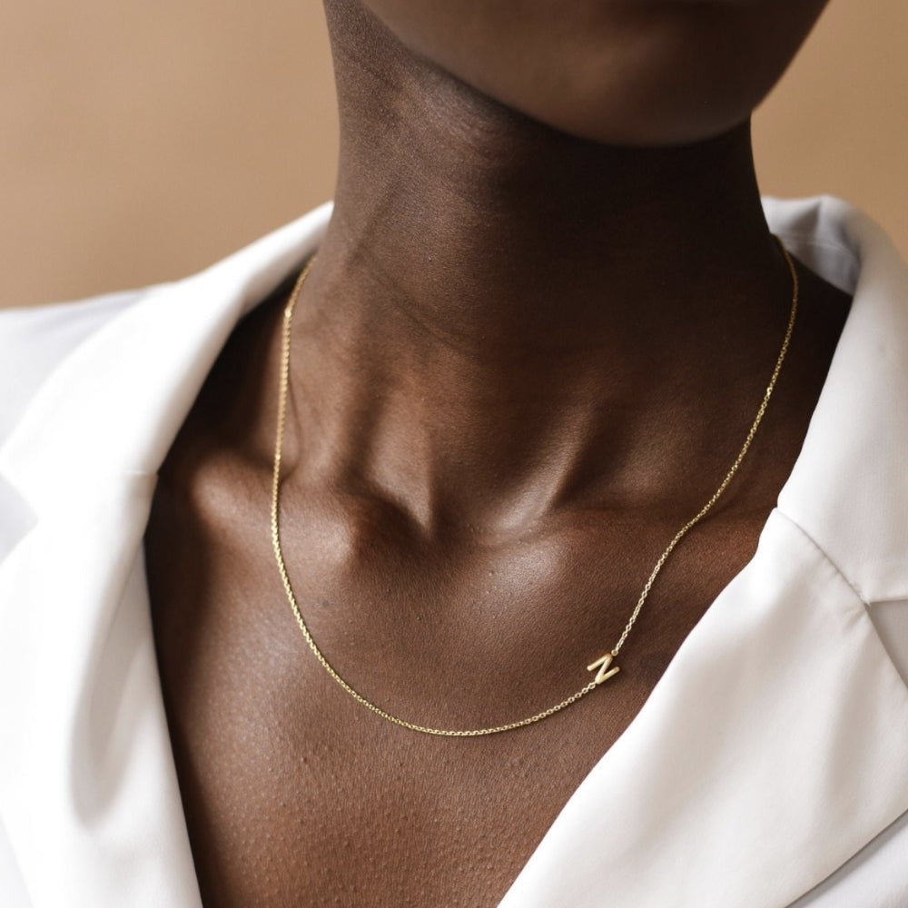 Sideways Initial Letter Necklace - Camile & Stone