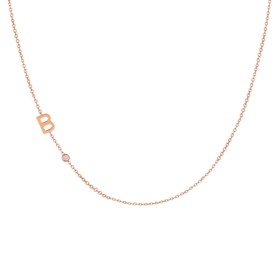 Sideways Pave Letter Necklace - Camile & Stone