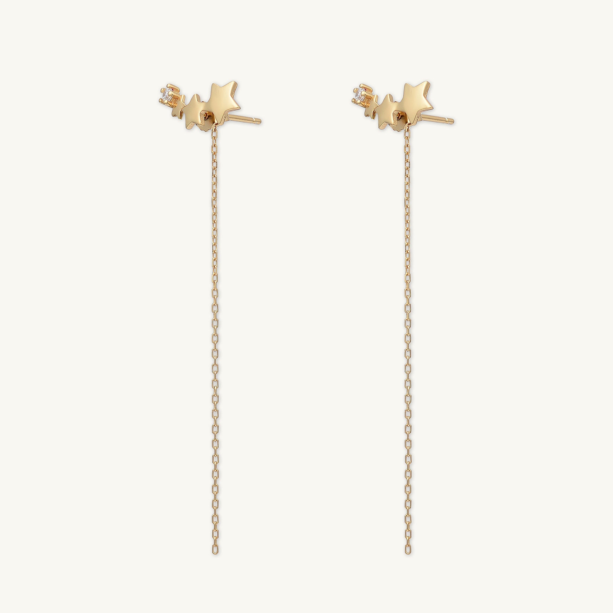 Star Long Drop Chain Earrings - Camile & Stone