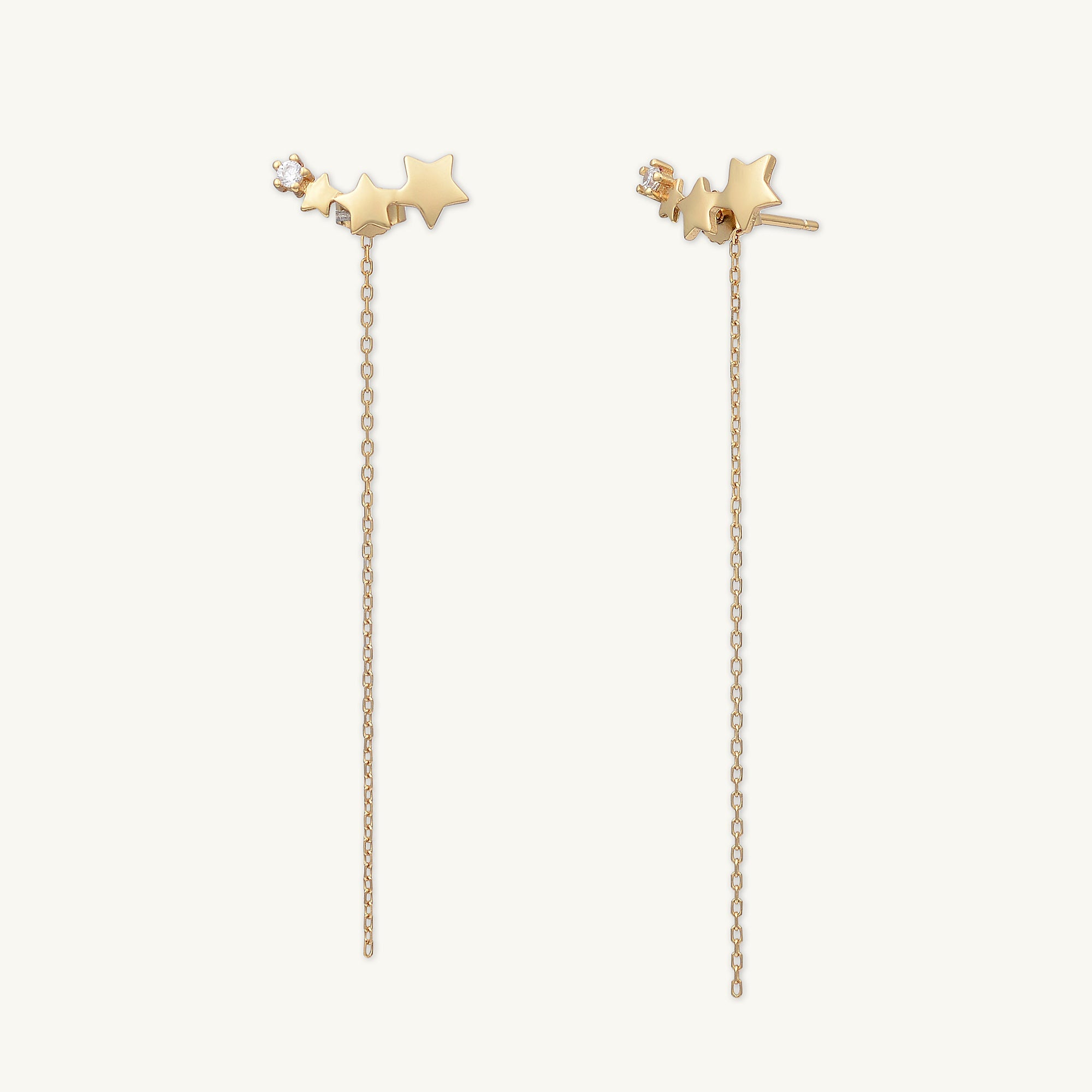 Star Long Drop Chain Earrings - Camile & Stone