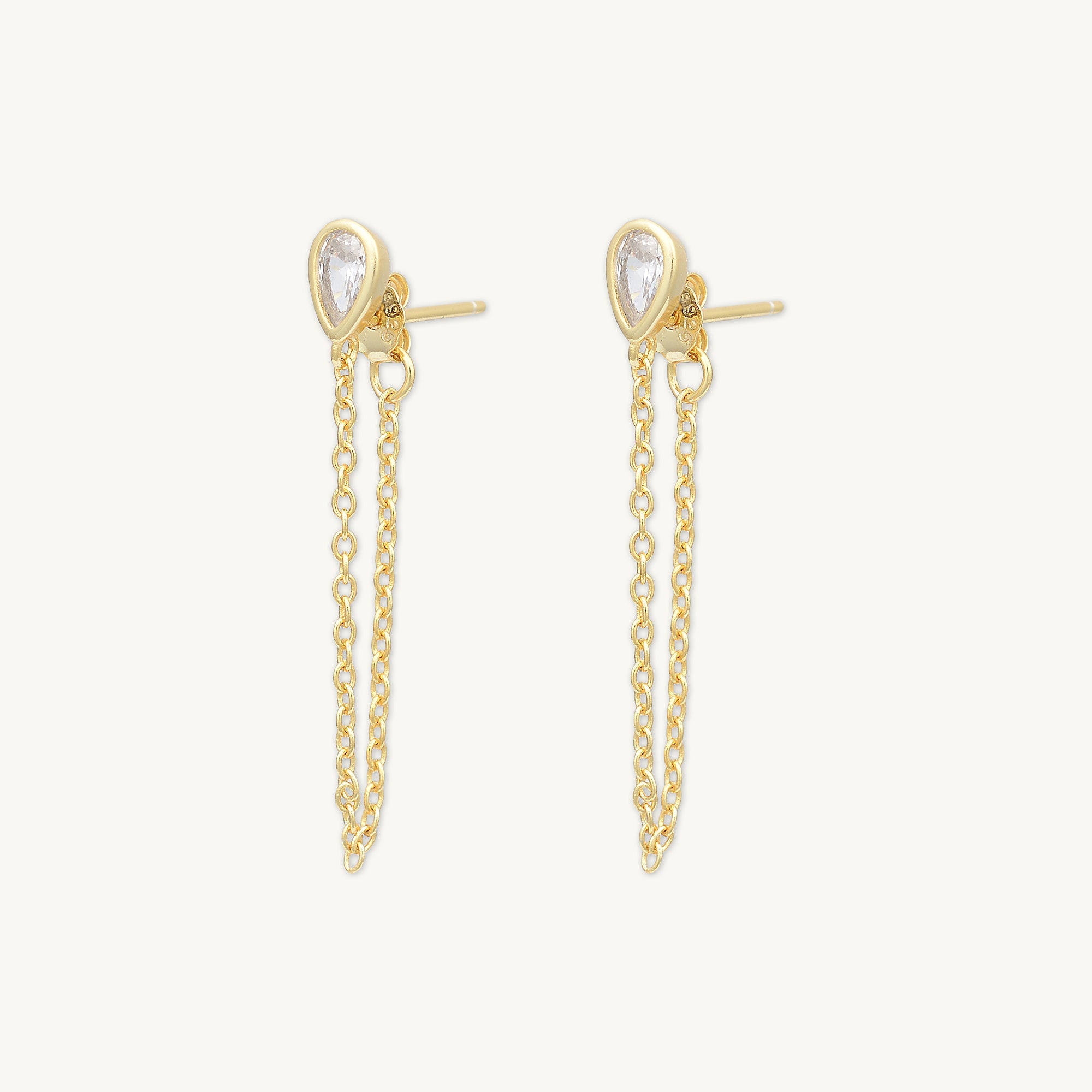 Teardrop Sapphire Dangle Chain Earrings - Camile & Stone