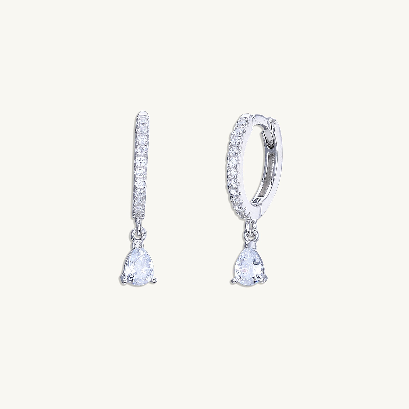 Teardrop Solitaire Hoop Earrings - Camile & Stone