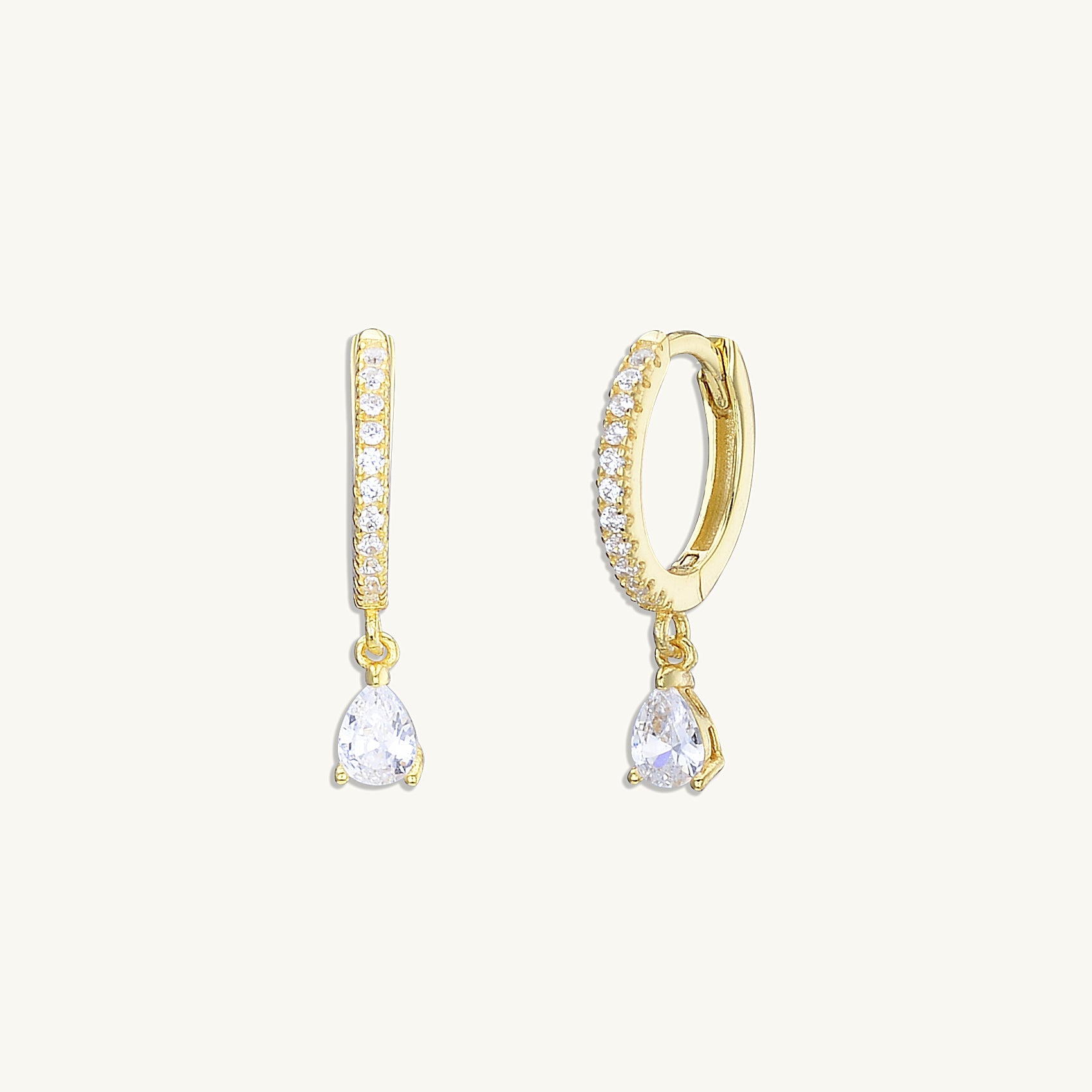 Teardrop Solitaire Hoop Earrings - Camile & Stone