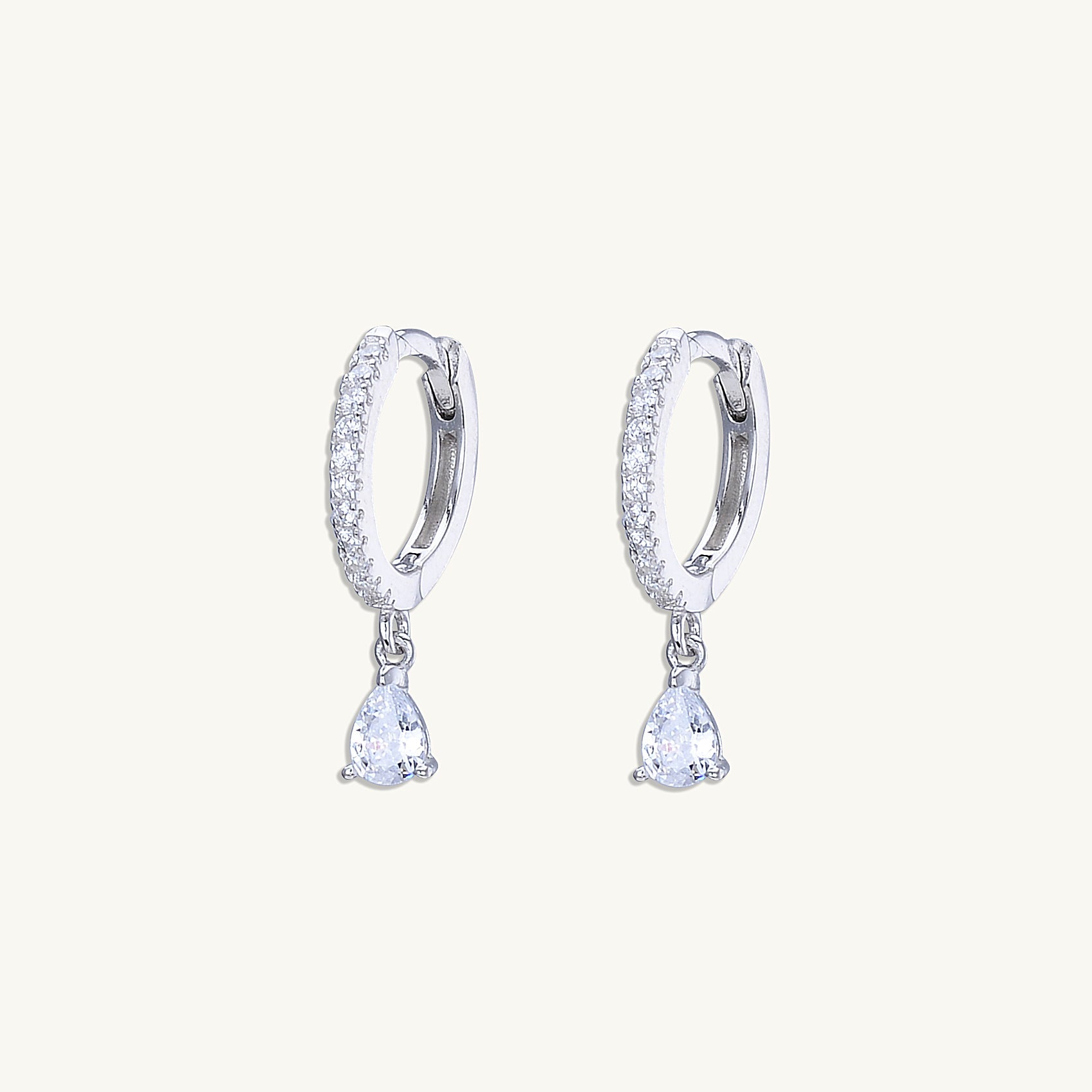 Teardrop Solitaire Hoop Earrings - Camile & Stone
