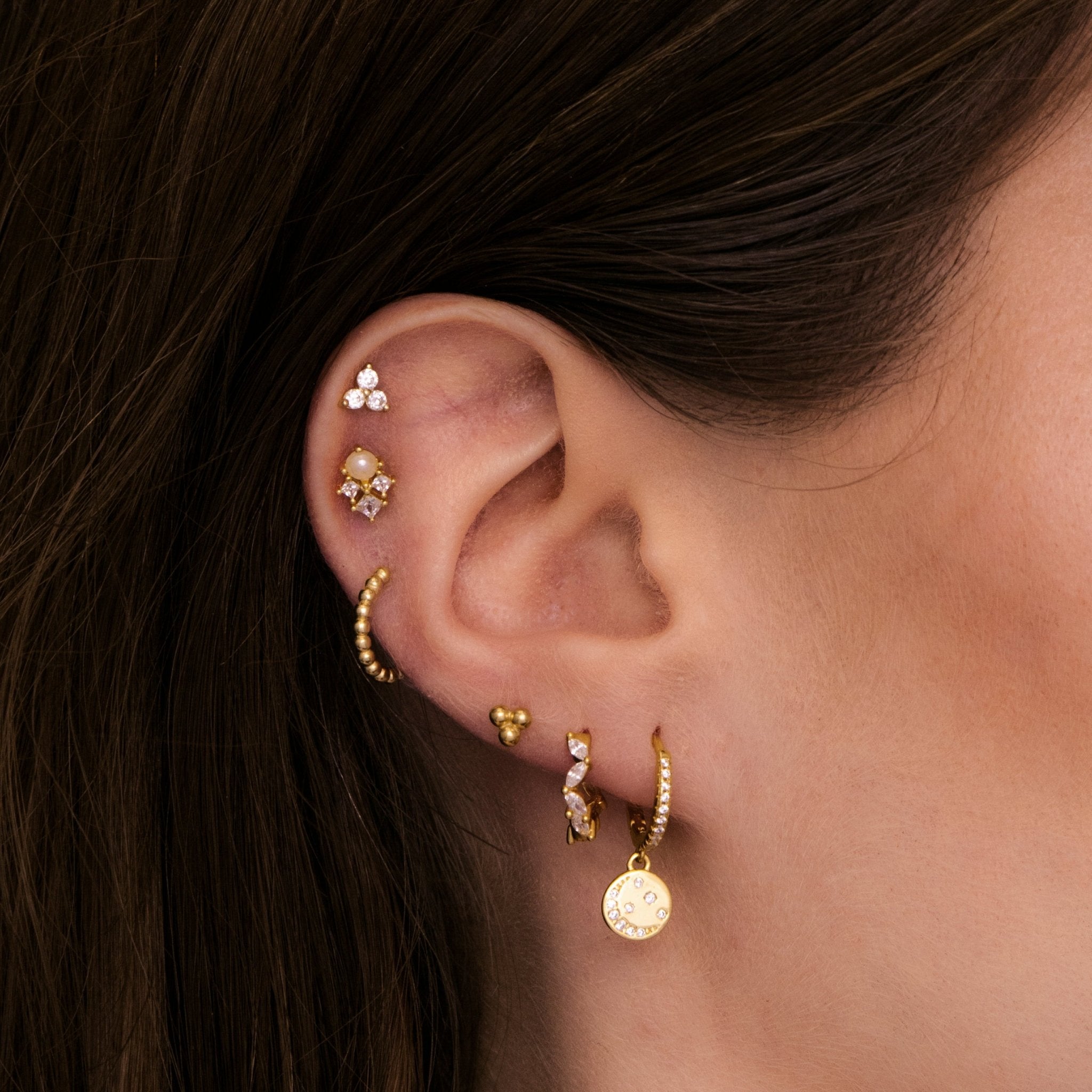 Tiny Lotus Ball Stud Earrings - Camile & Stone