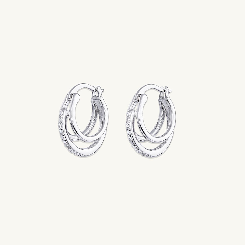 Triplet Pave Huggie Earrings - Camile & Stone