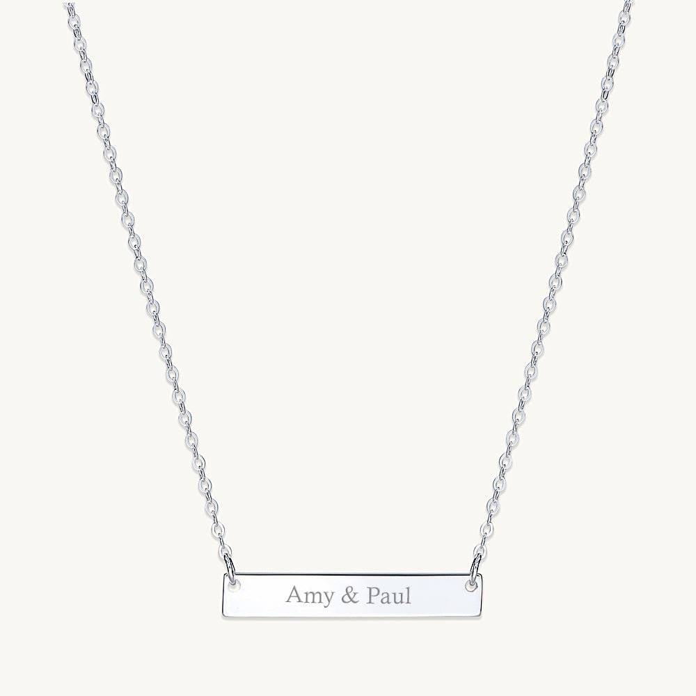 Two Name Engraved Bar Necklace - Camile & Stone