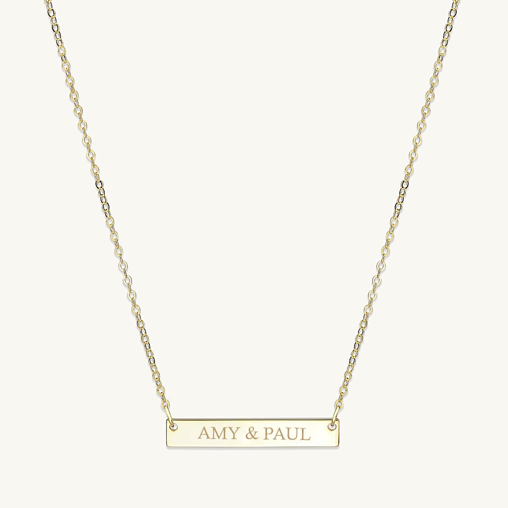 Two Name Engraved Bar Necklace - Camile & Stone