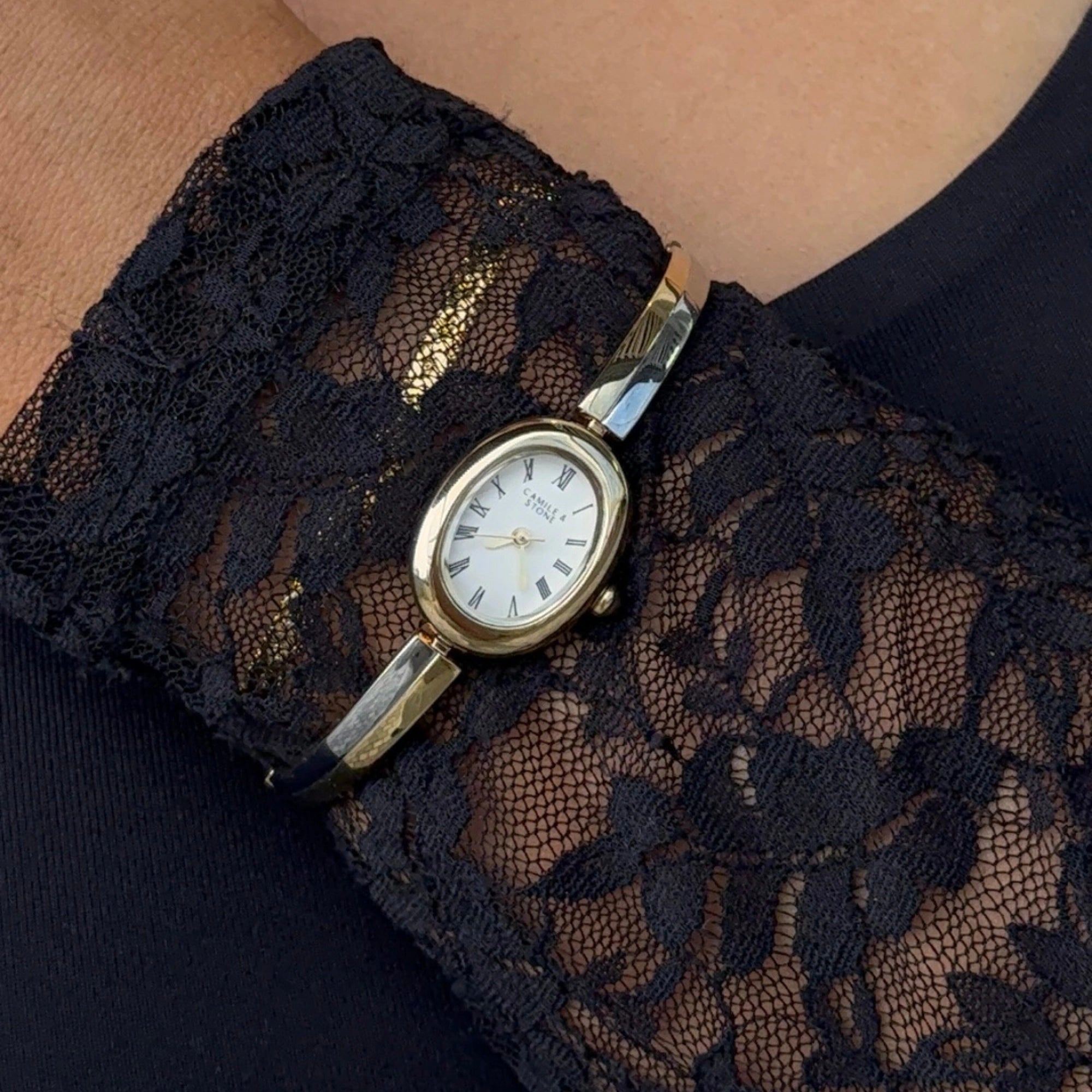 Audrey Two-Tone Oval Watch | Gold