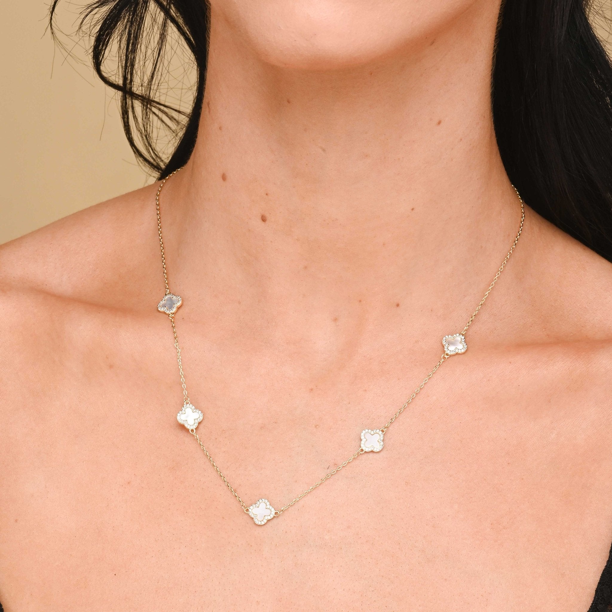 5 Clover Station MOP Sapphire Necklace - Camile & Stone