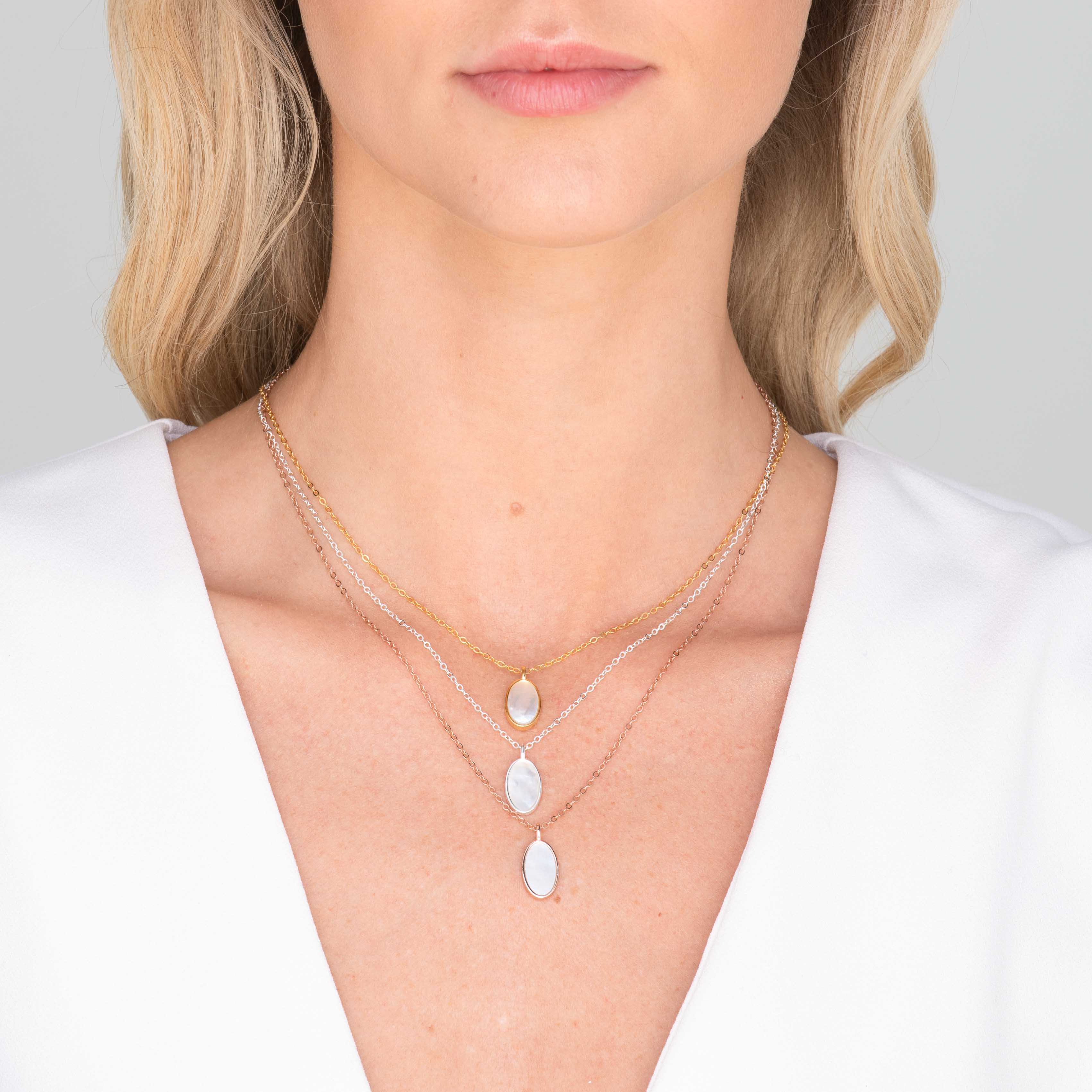 Mother Of Pearl Oval Medallion Necklace