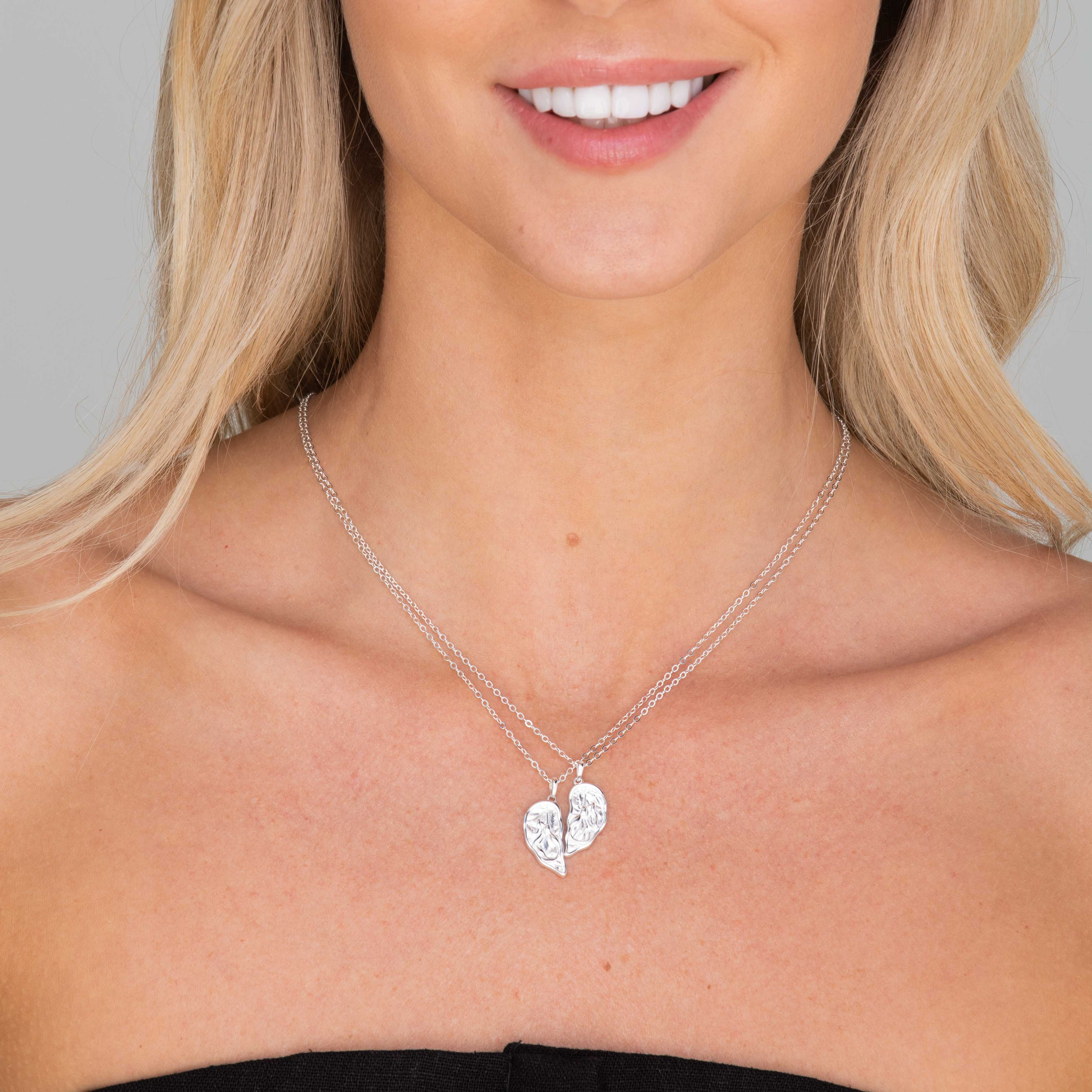 Best Friend / Sister Heart Mermaid Necklace Set