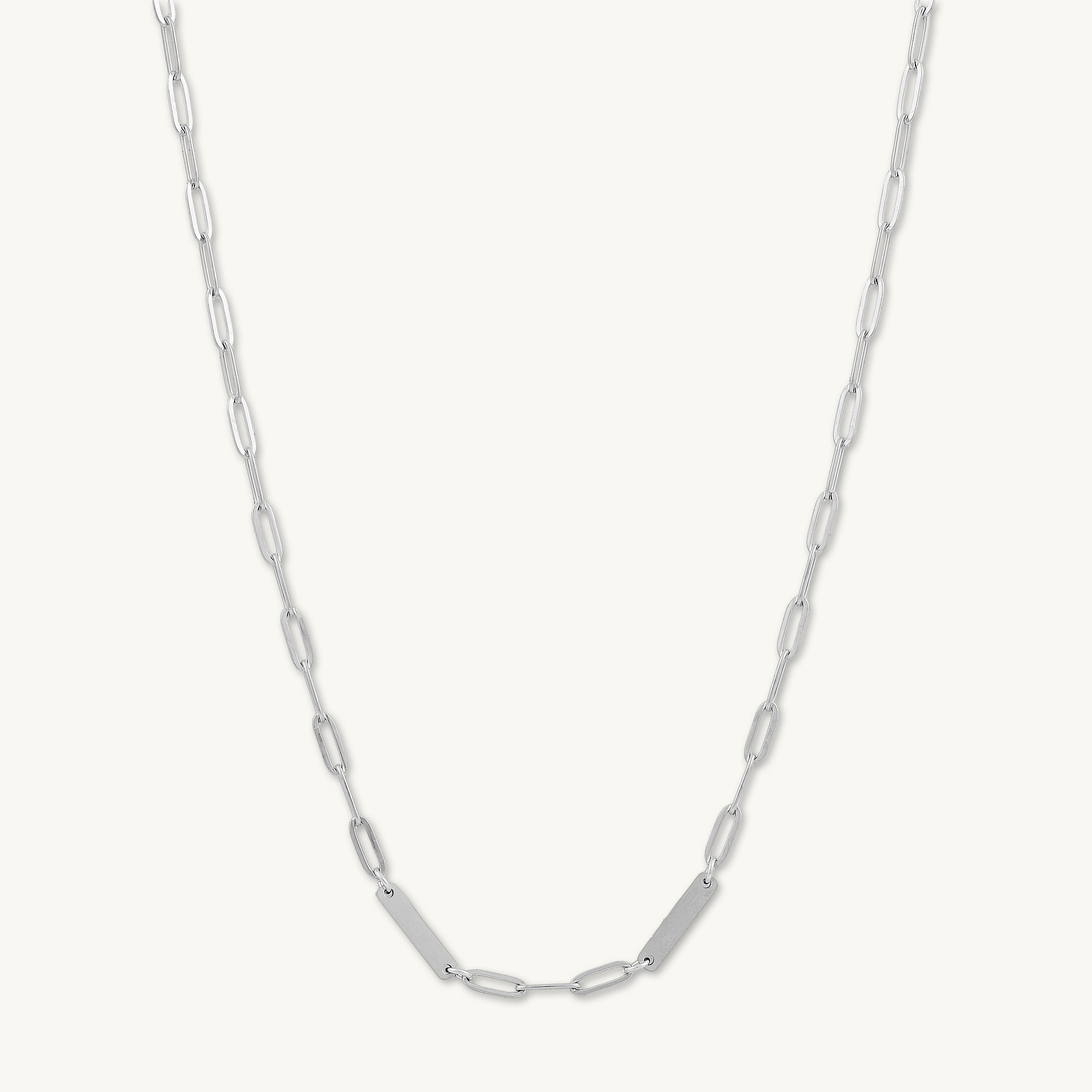 2 Bar Paper link Engraved Necklace