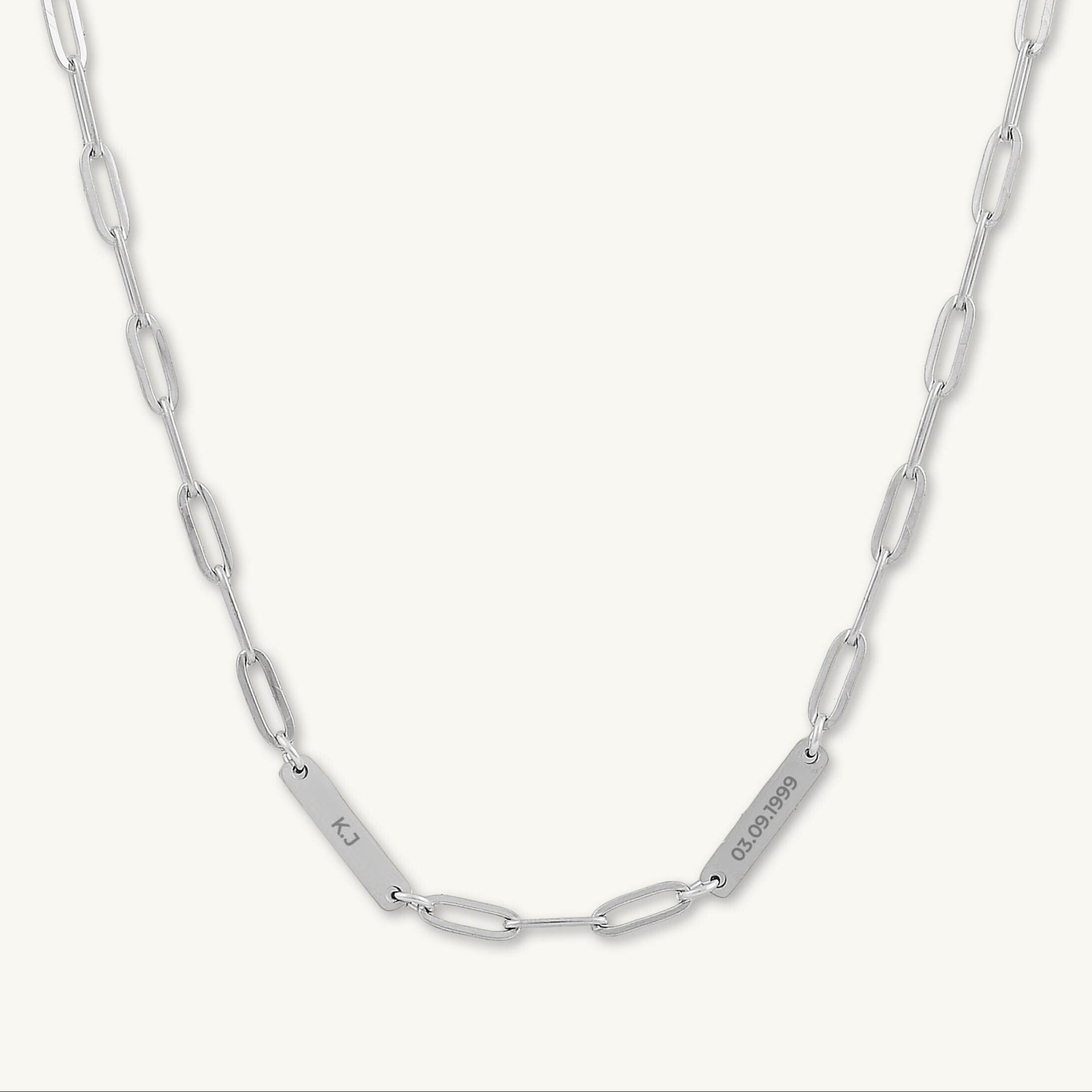 Silver bar chain necklace that can be engraved 