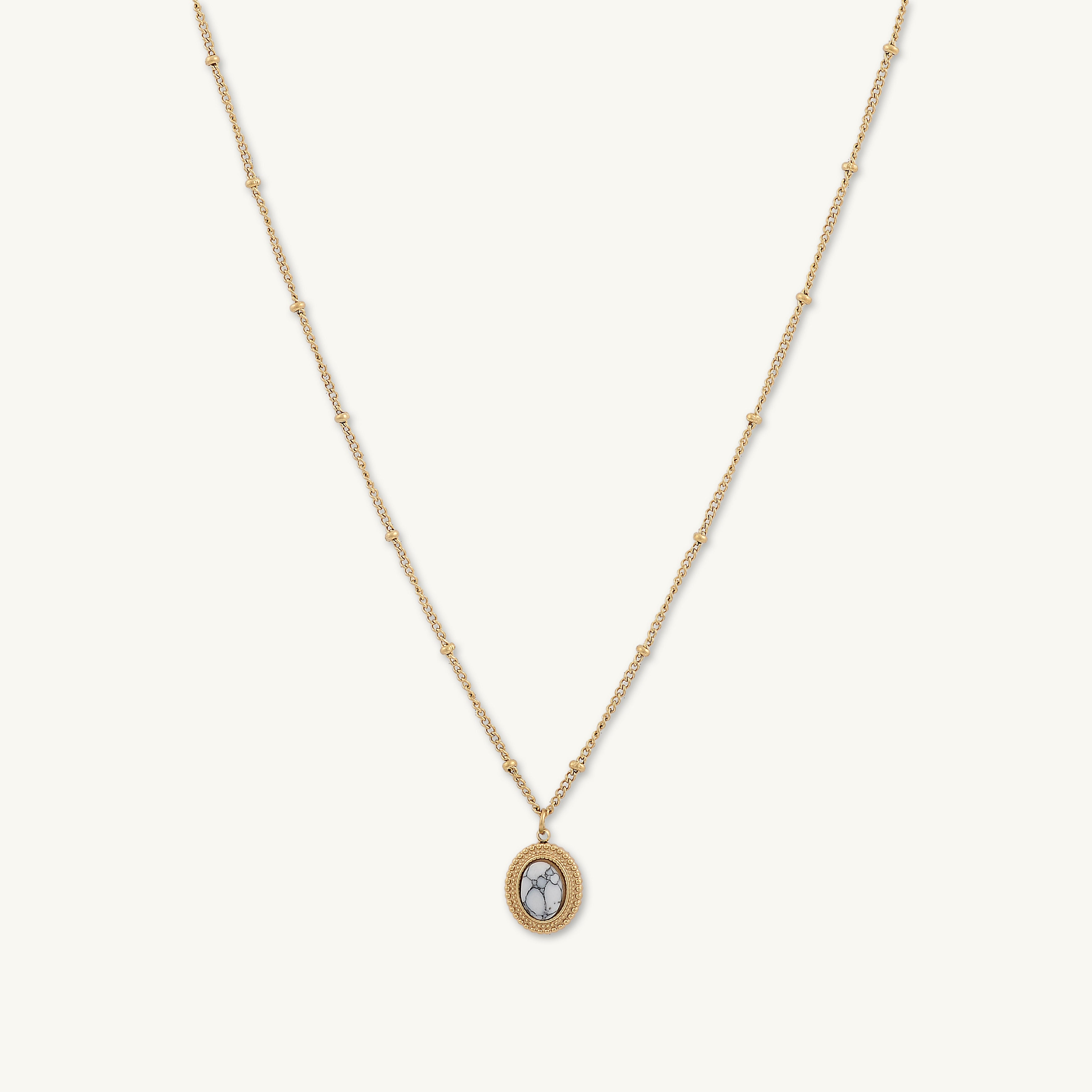 Marble Vintage Oval Satellite Necklace