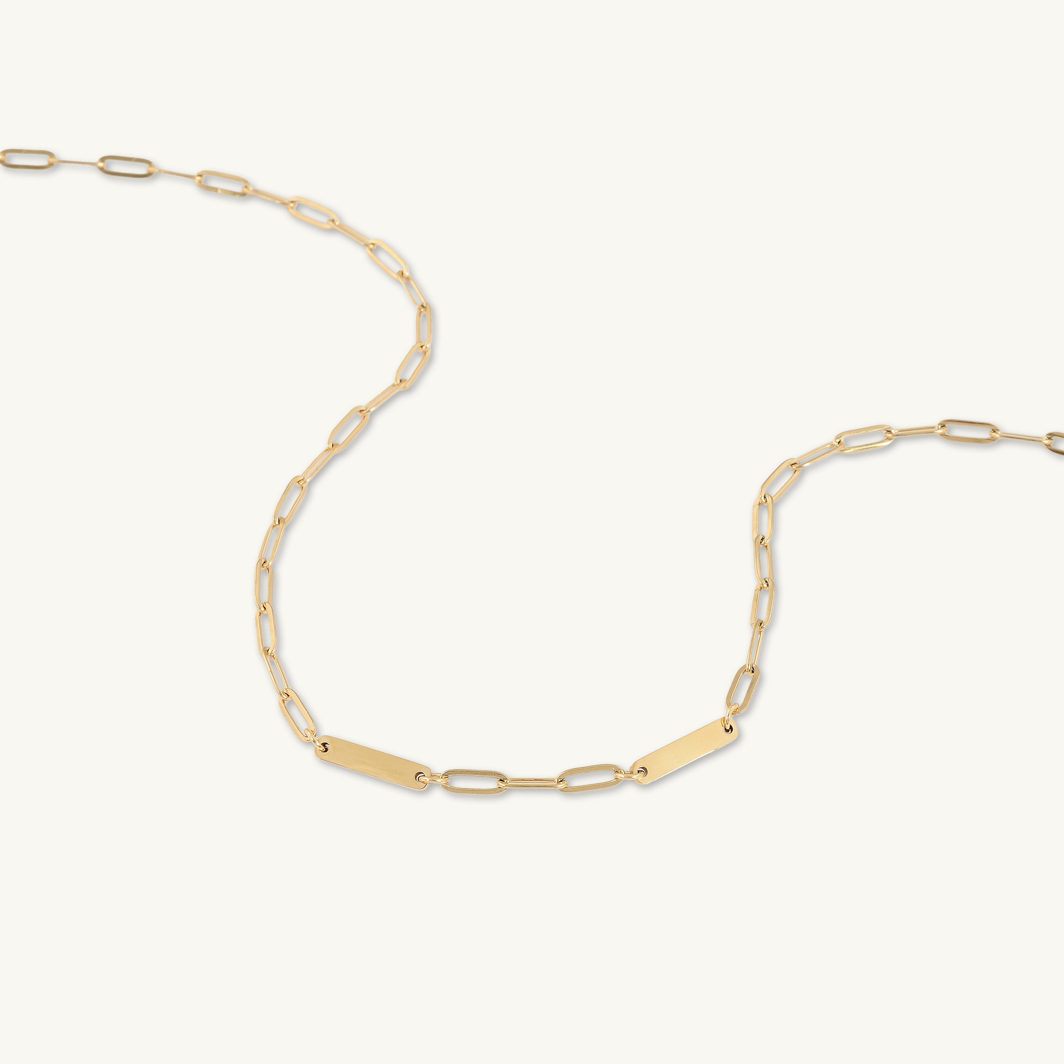 2 Bar Paper link Engraved Necklace