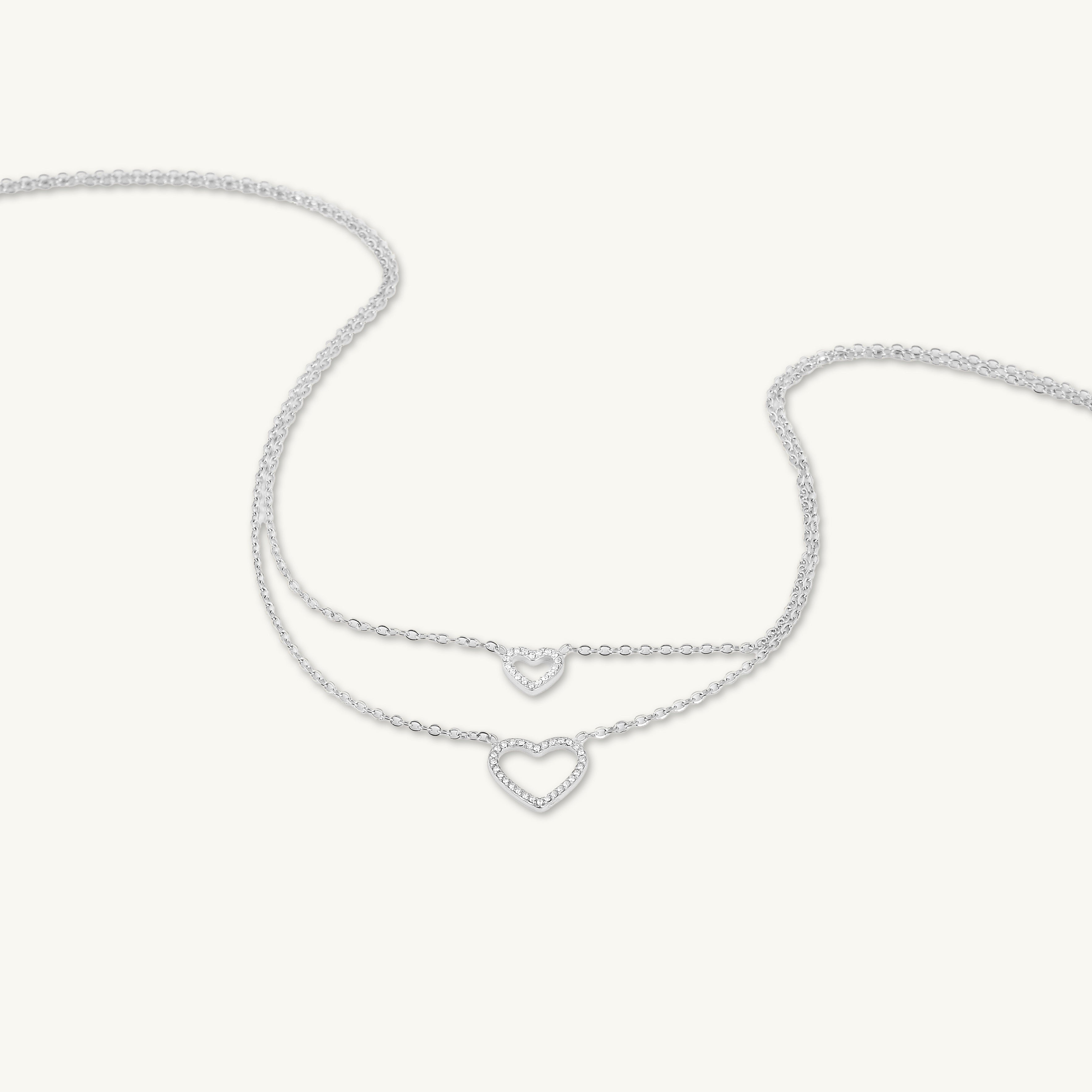 Double Love Heart Layered Necklace
