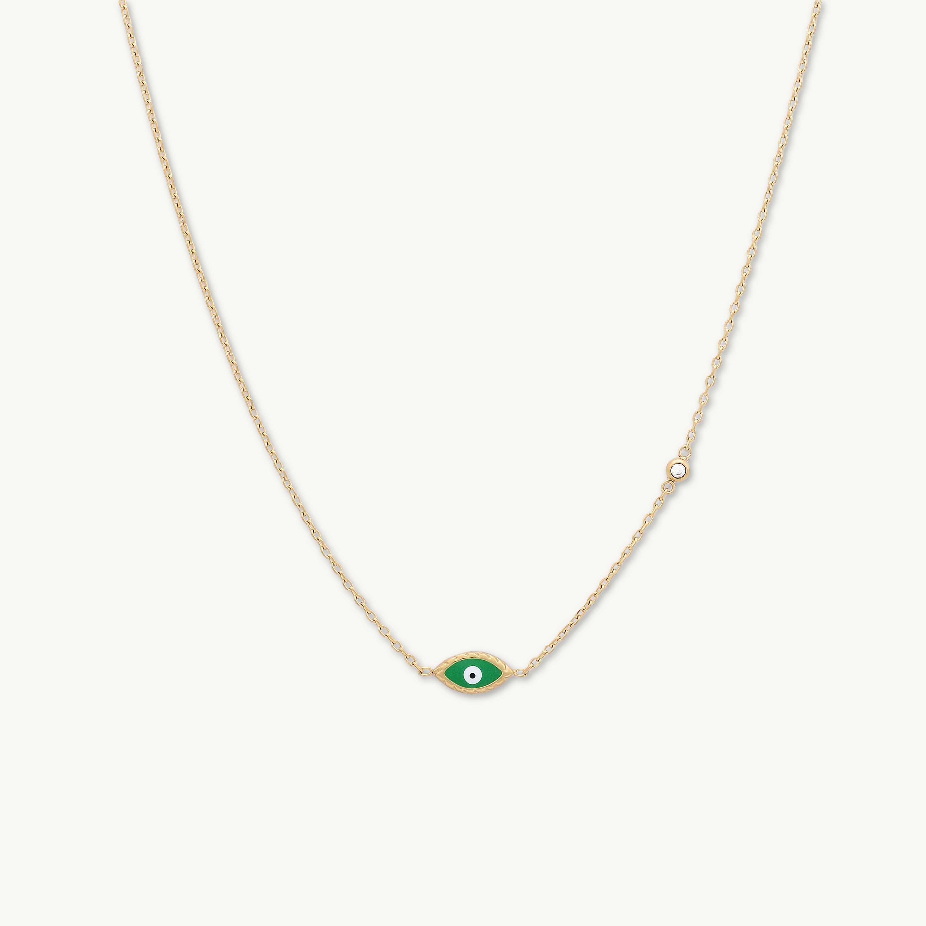 Evil Eye Emerald Solitaire Necklace