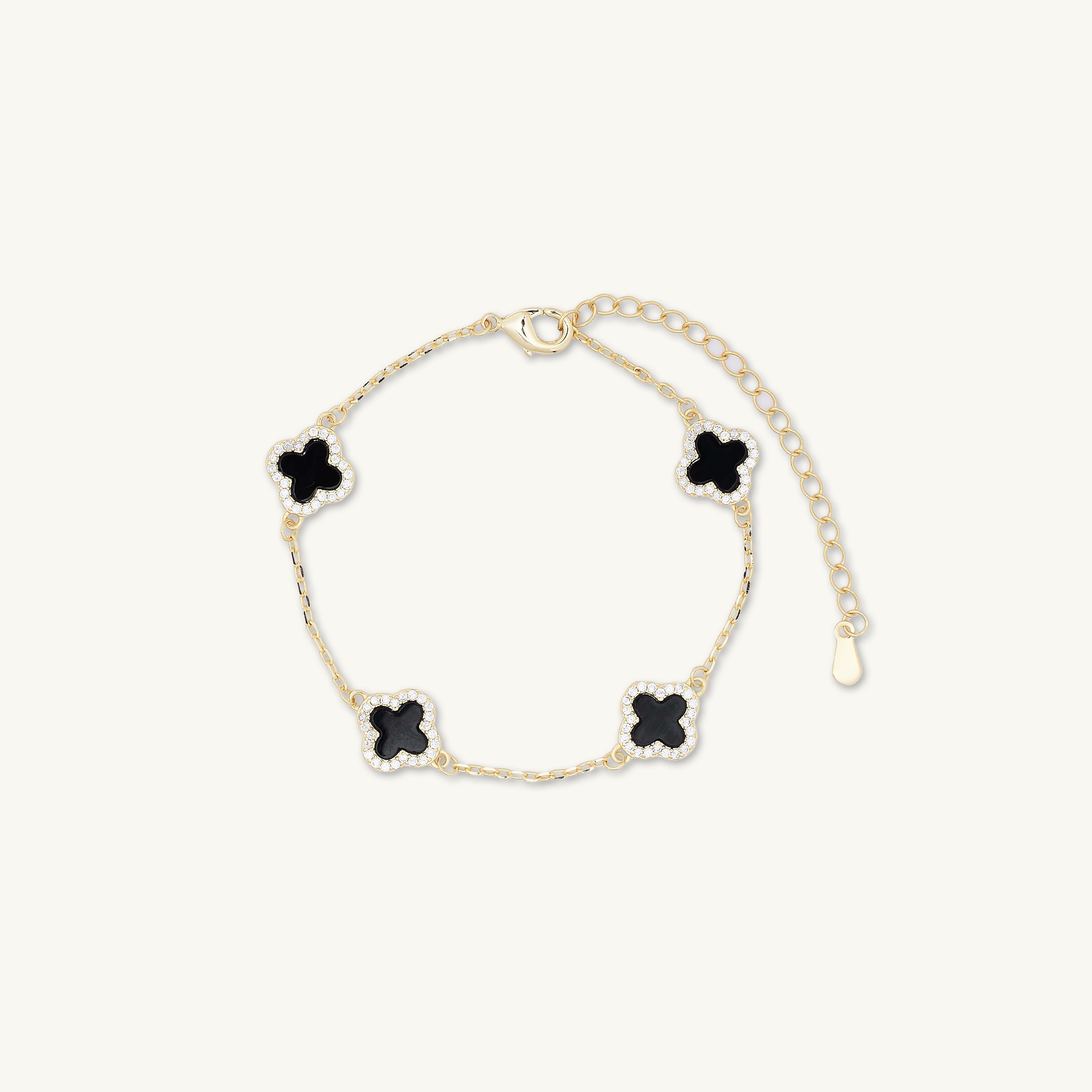 Clover Station Onyx Black Sapphire Bracelet
