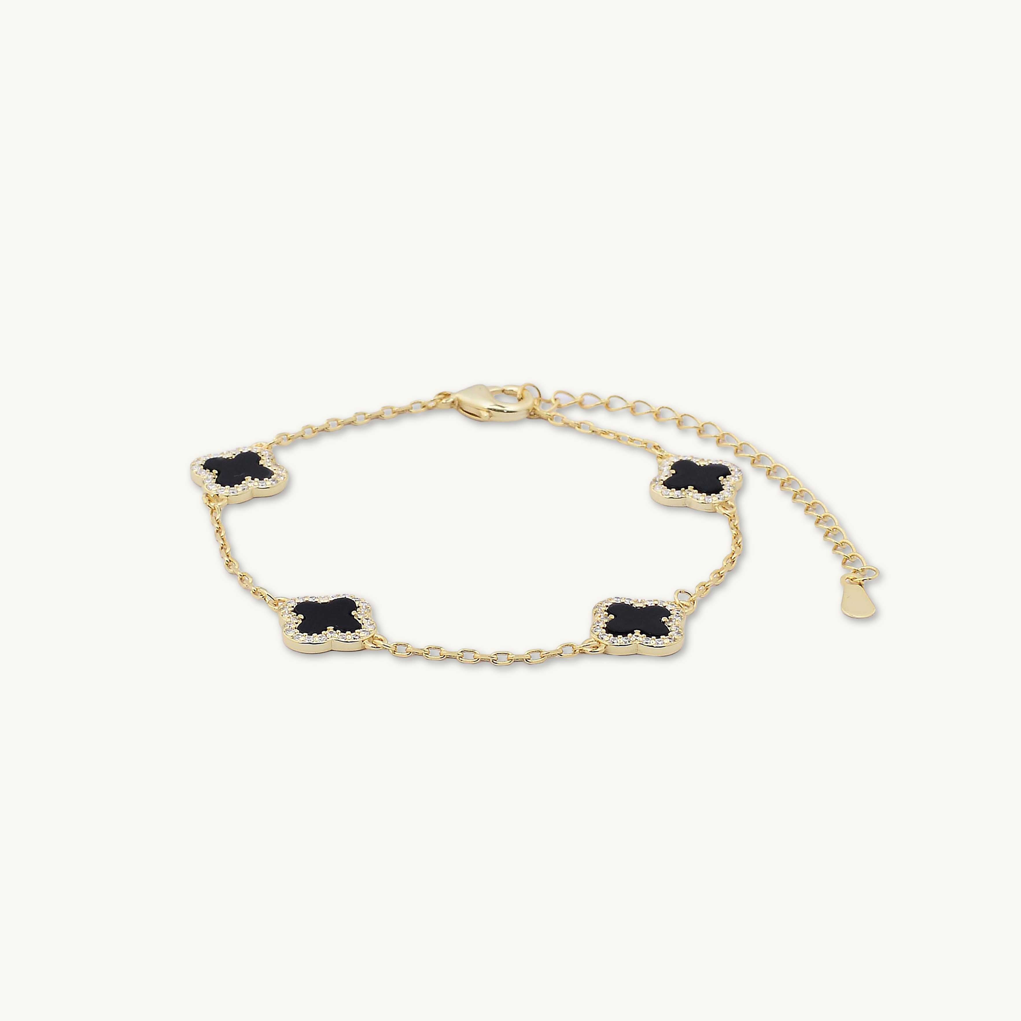 Clover Station Onyx Black Sapphire Bracelet