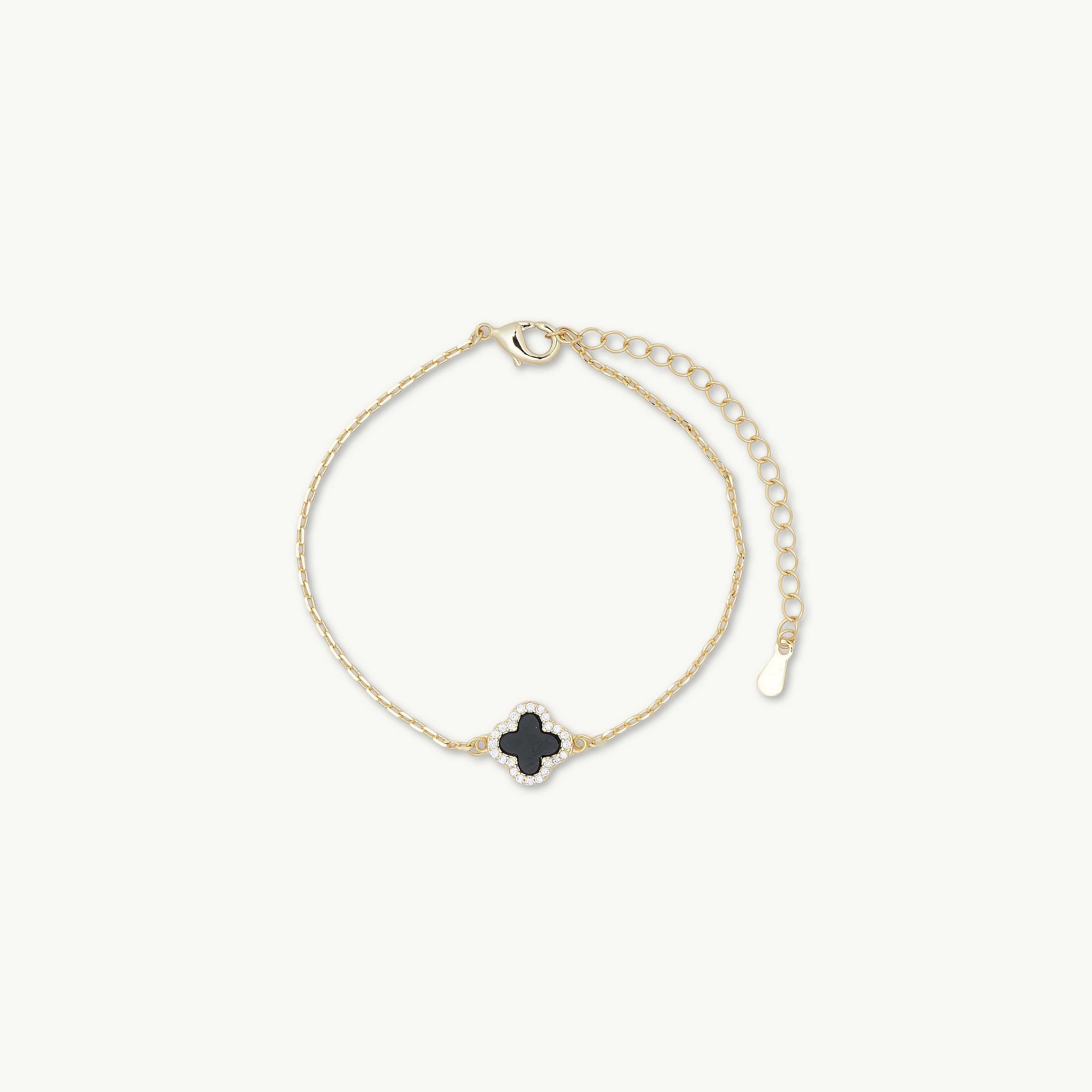 Clover Onyx Black Sapphire Bracelet