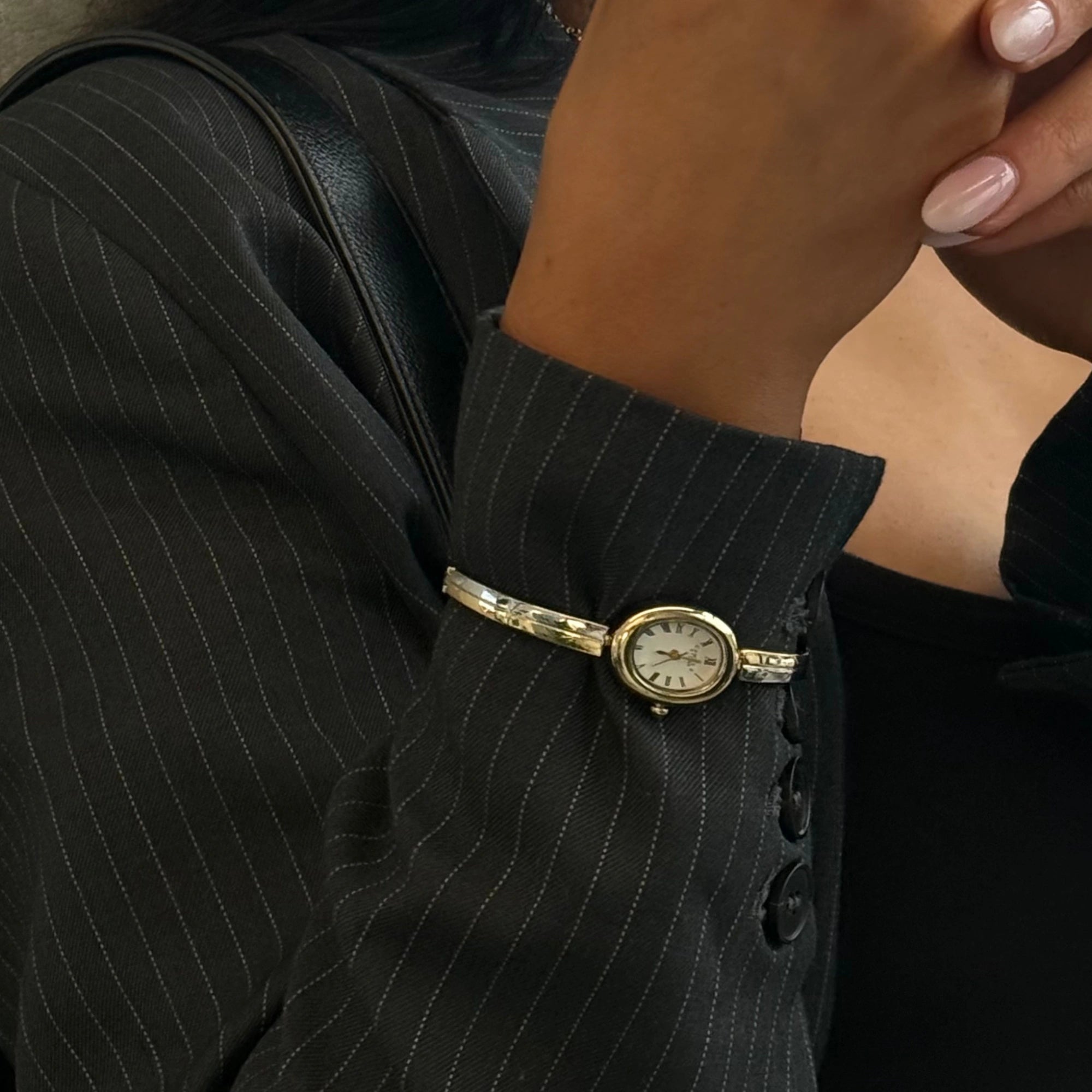 Audrey Two-Tone Oval Watch | Gold