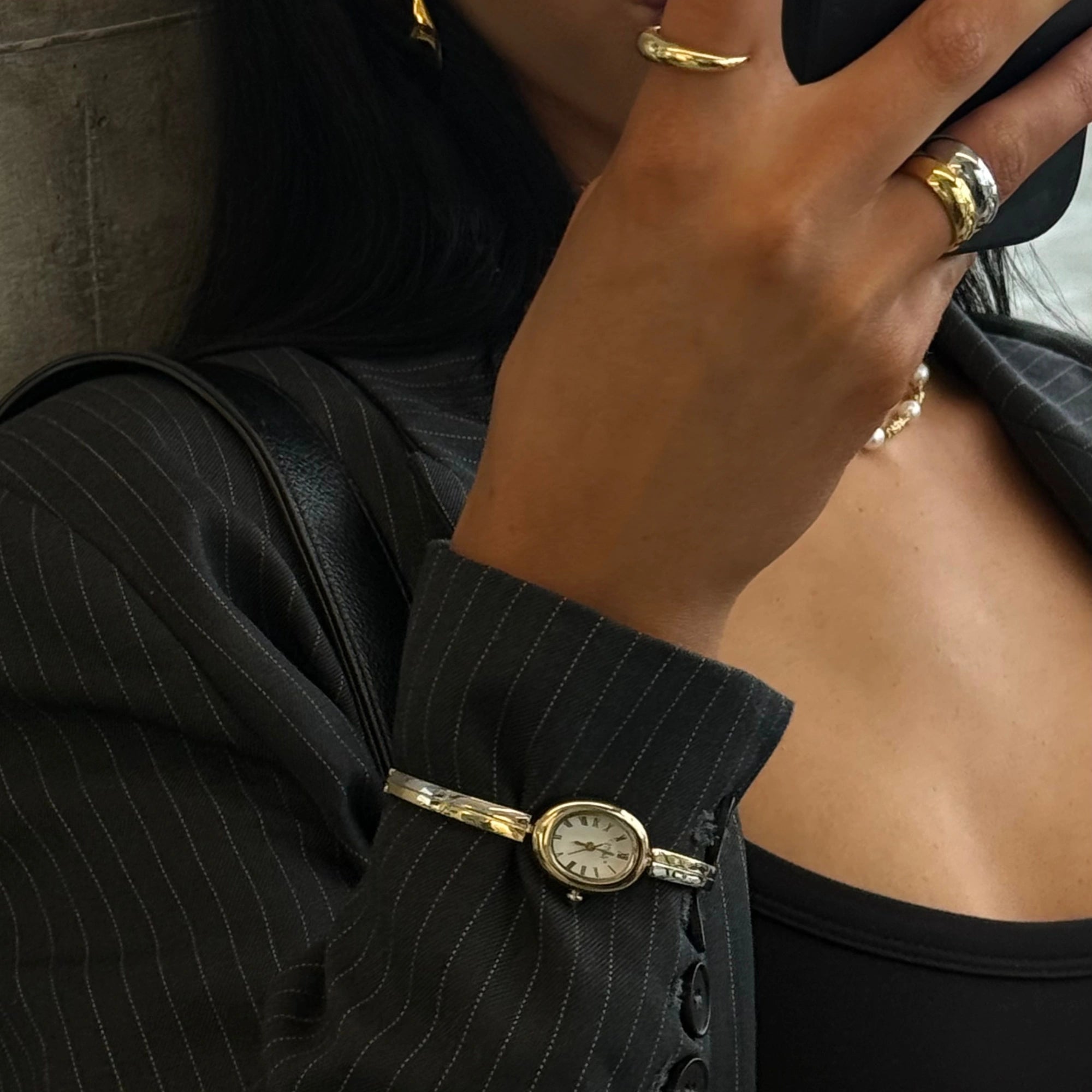 Audrey Two-Tone Oval Watch | Gold