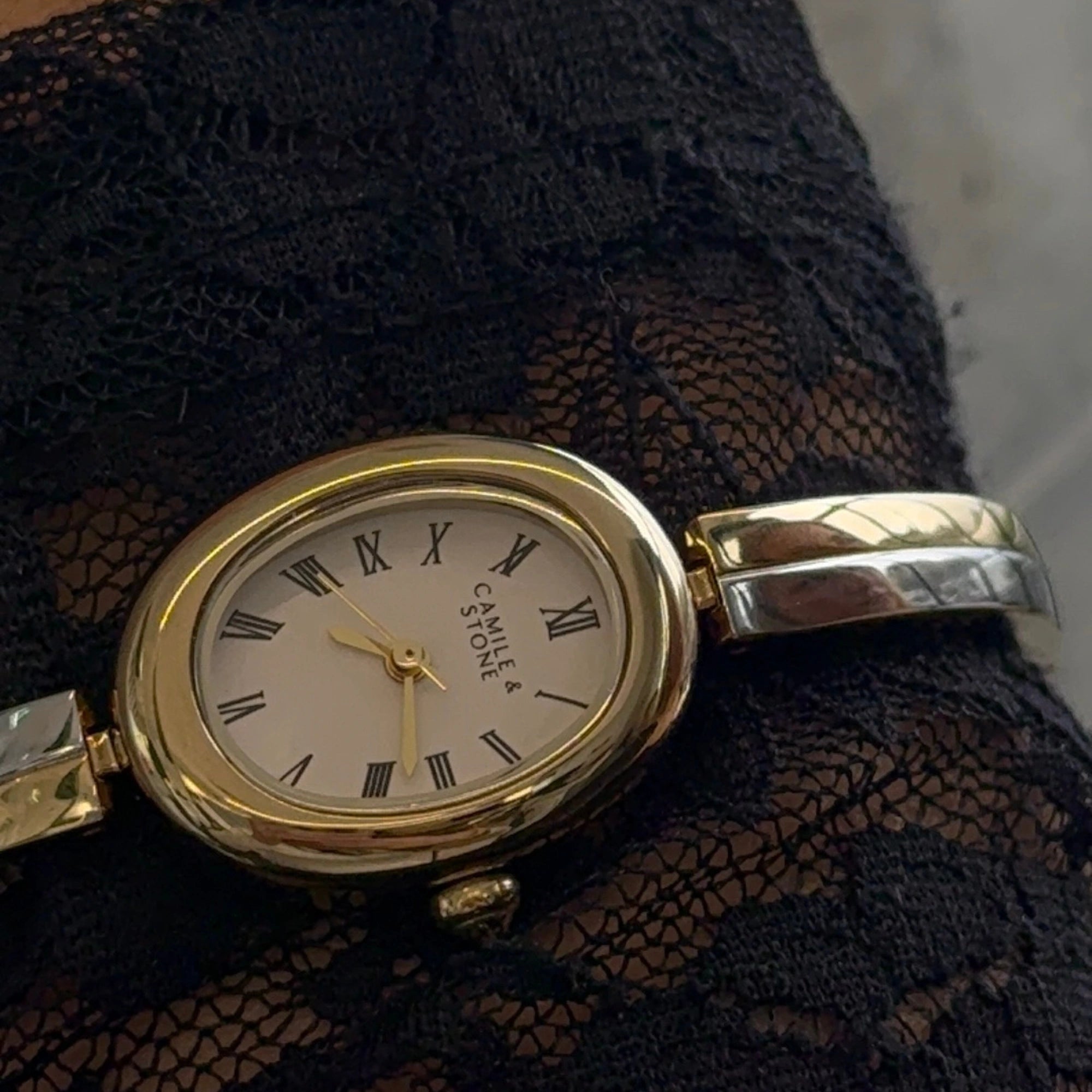 Audrey Two-Tone Oval Watch | Gold