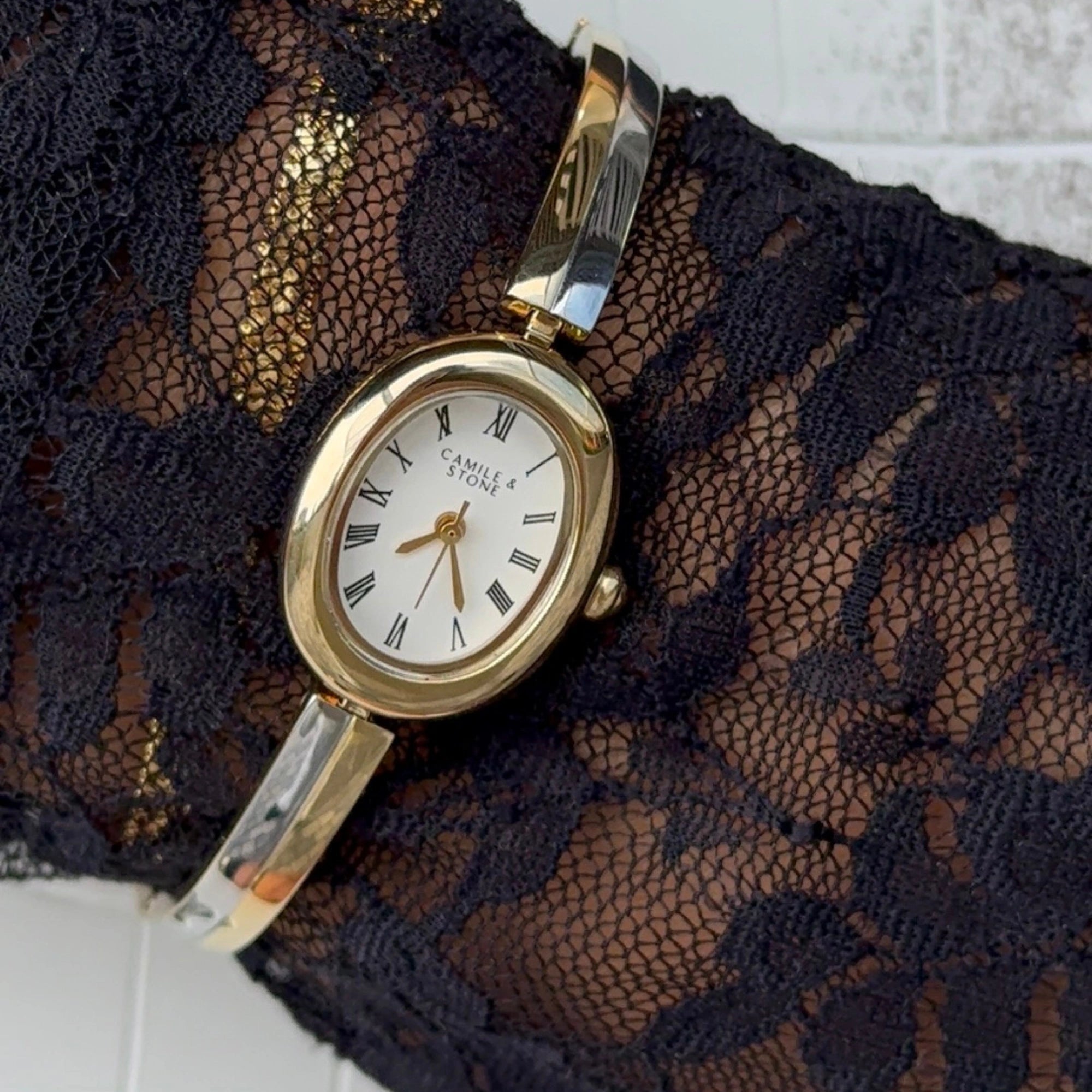 Audrey Two-Tone Oval Watch | Gold