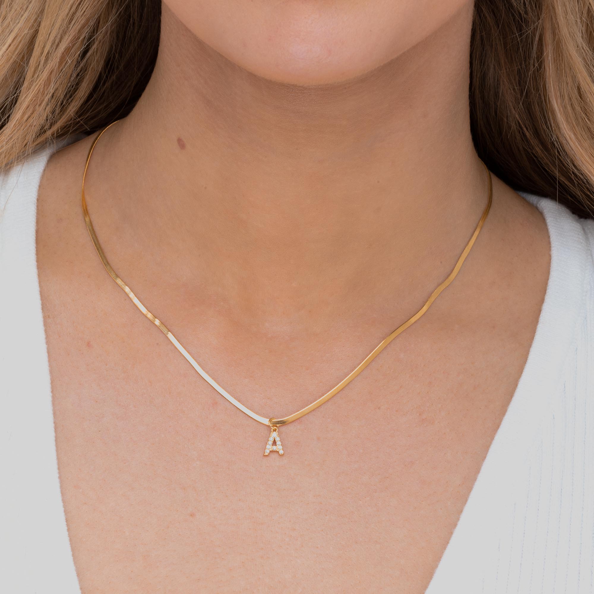 Sapphire Initial Herringbone Necklace