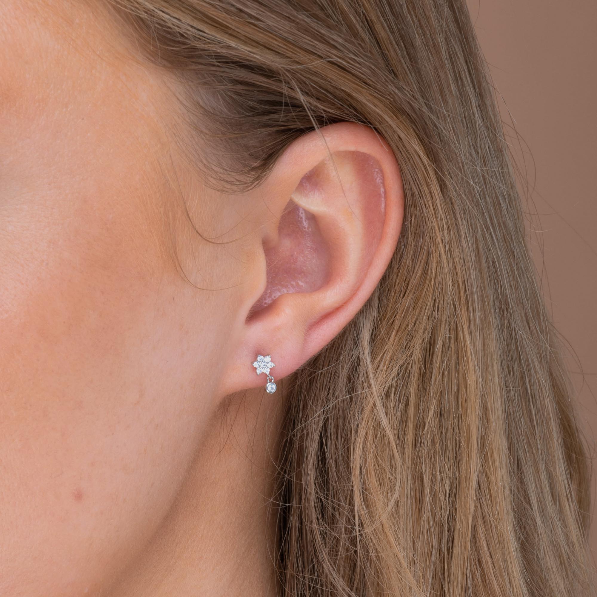 Snowflake Sapphire Drop Stud Earrings