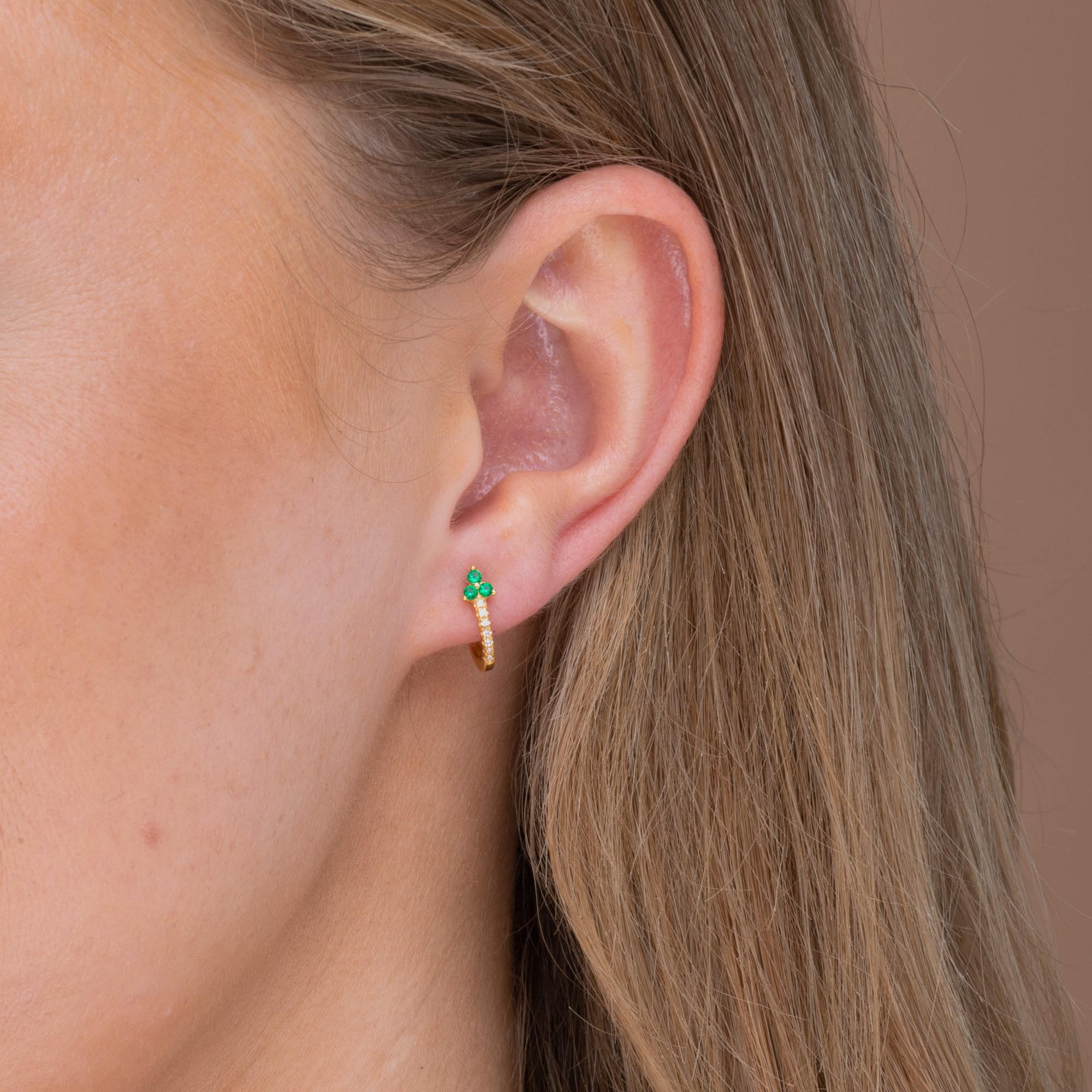 Emerald Lotus Sapphire Hoop Earrings