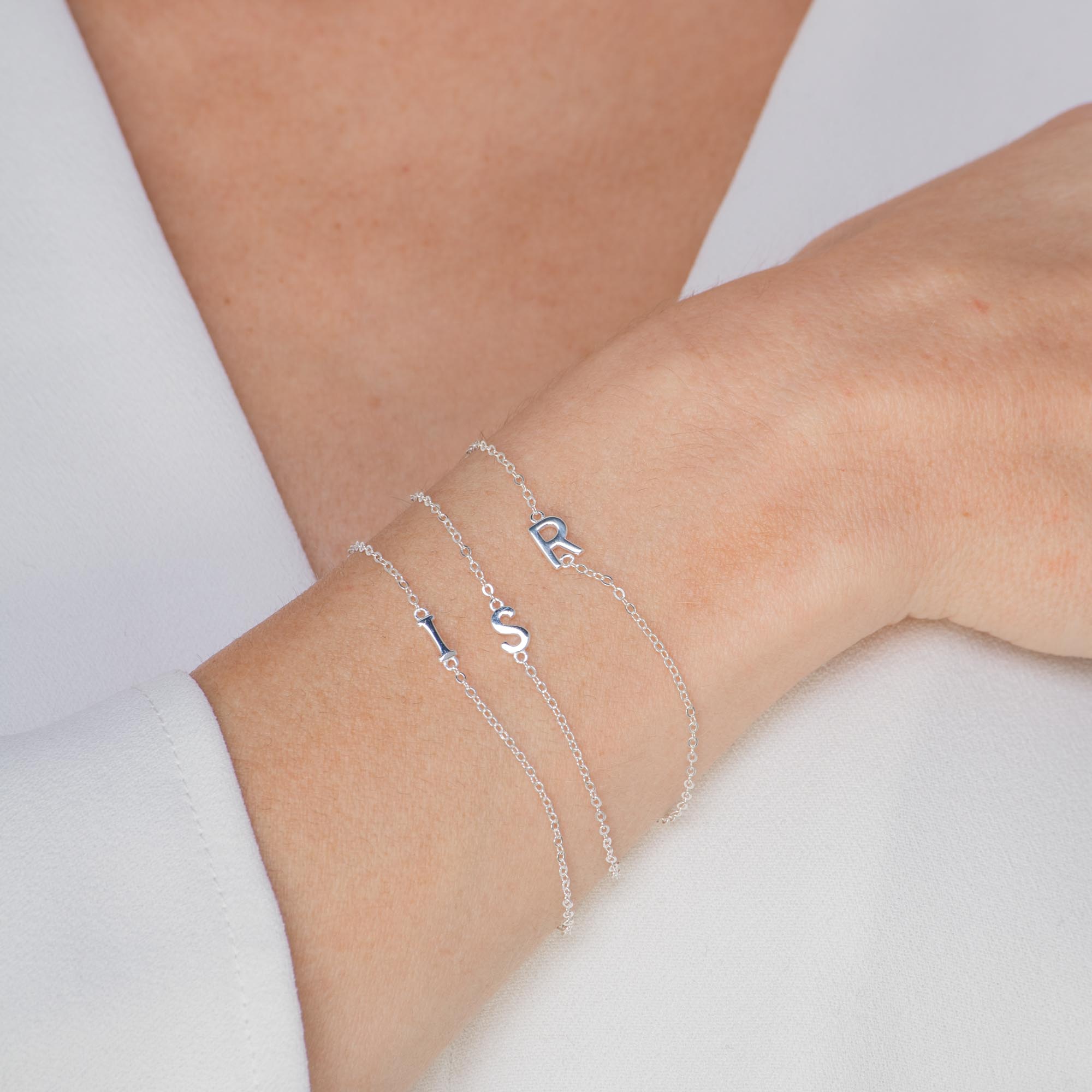 Sideways Single Initial Letter Bracelet