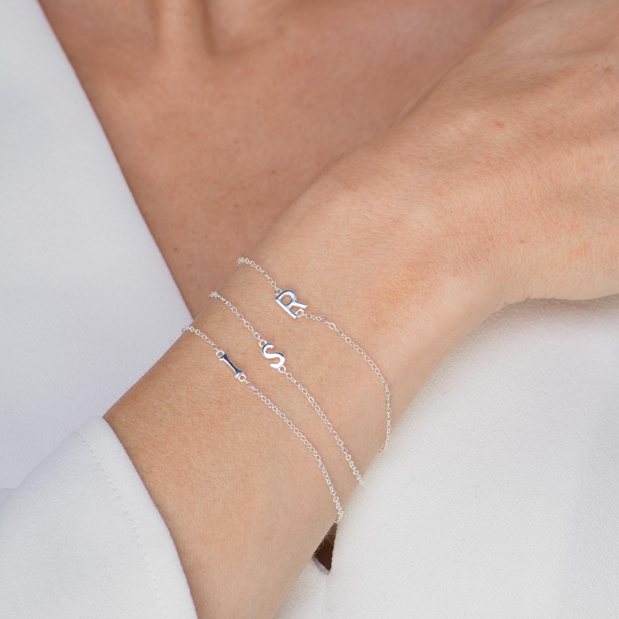 Sideways Single Initial Letter Bracelet