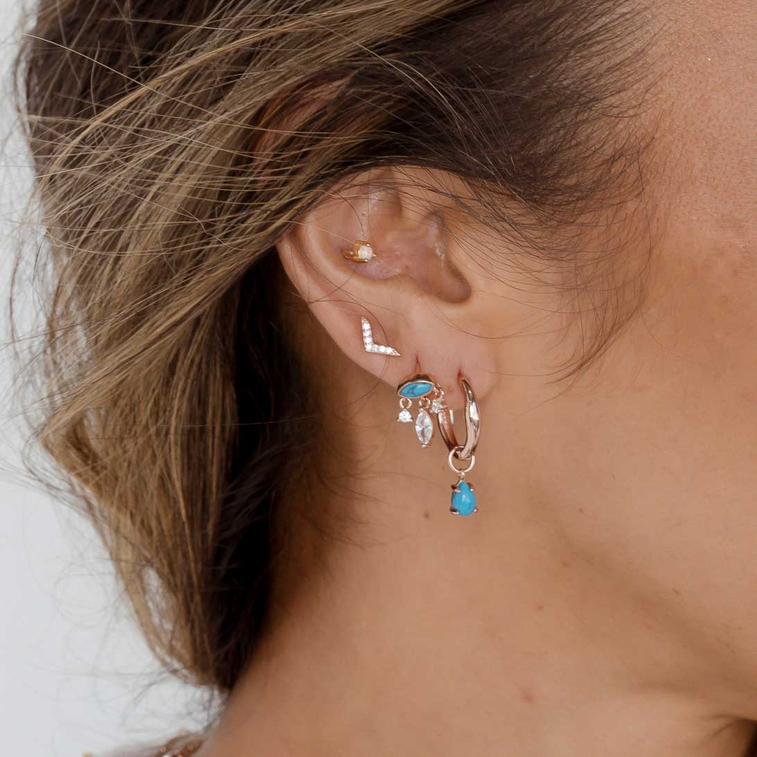 Teardrop Turquoise Huggie Earrings