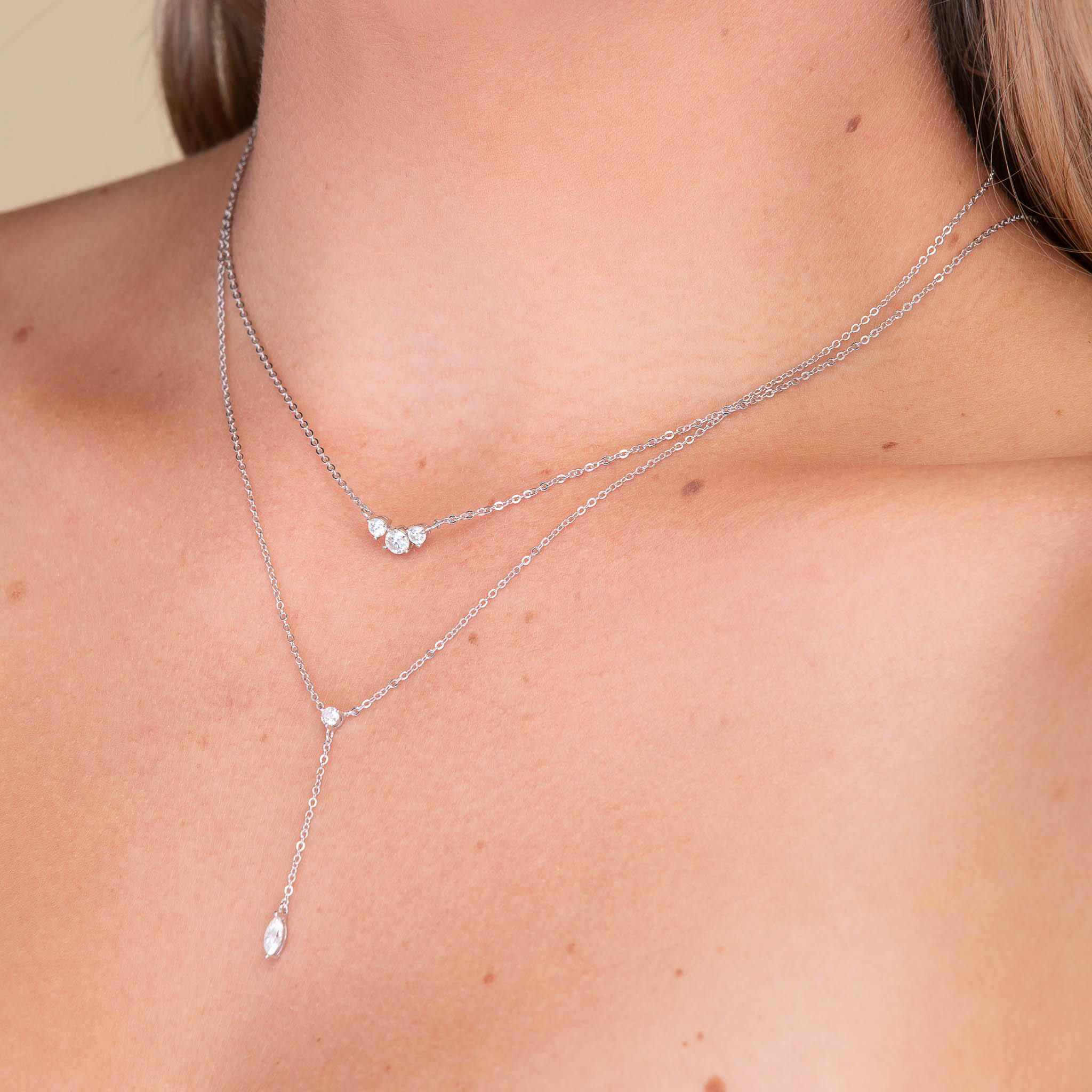 Trio Solitaire Moissanite Necklace