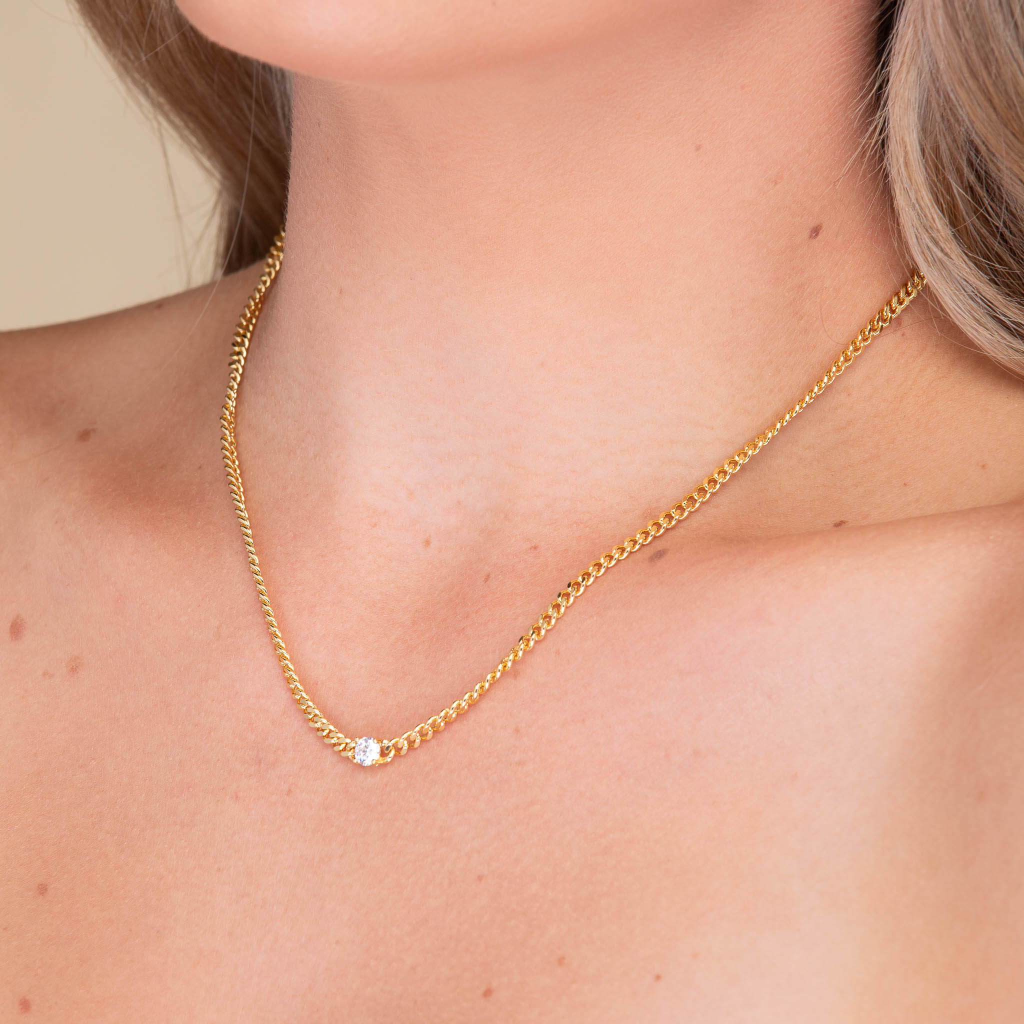 Bezel Cuban Chain Necklace