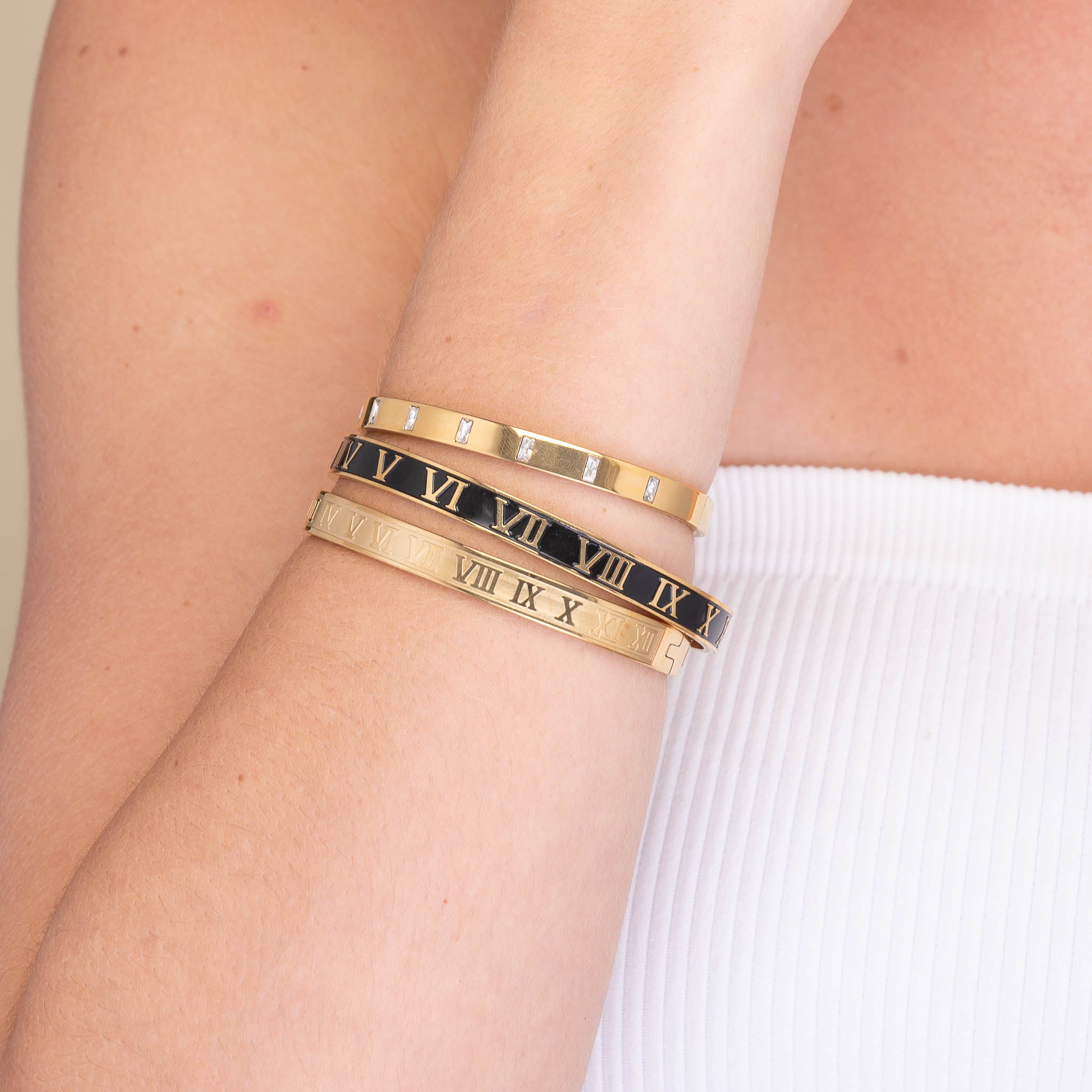 Roman Numerals Open Cuff Bangle