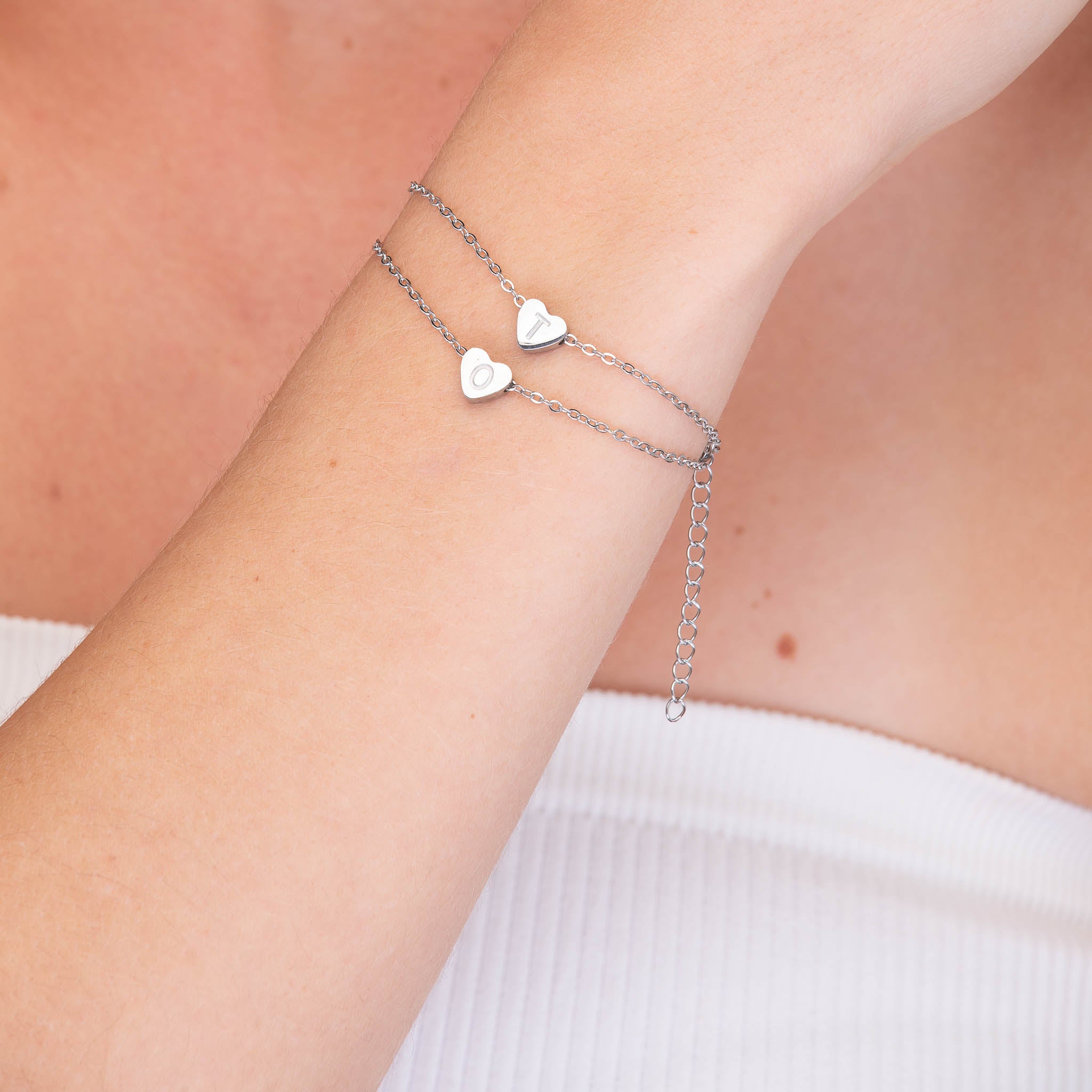 The Heart Pendant Initial Letter Bracelet