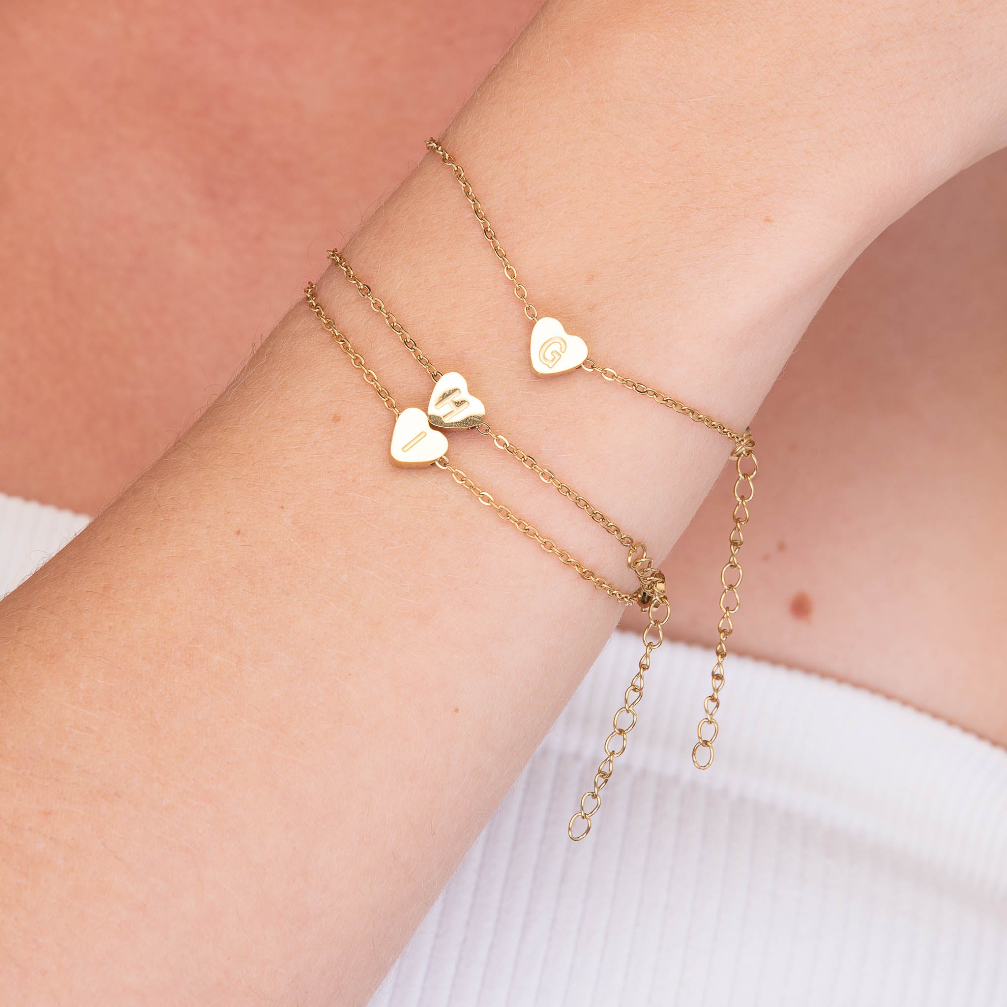 The Heart Pendant Initial Letter Bracelet