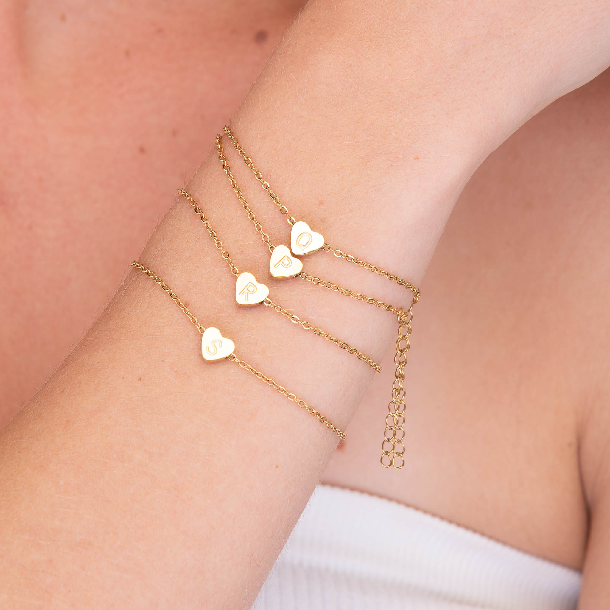 The Heart Pendant Initial Letter Bracelet