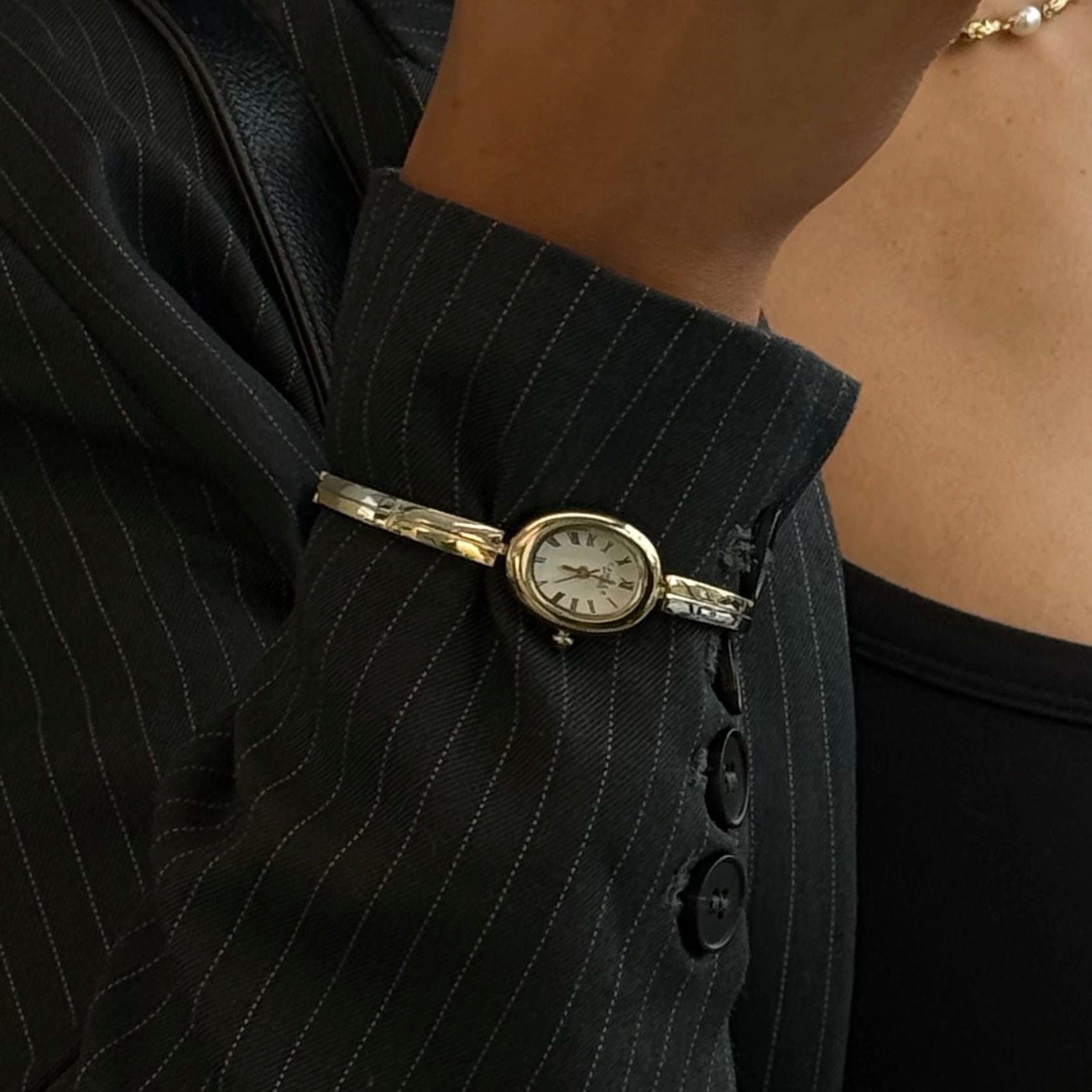Audrey Two-Tone Oval Watch | Gold