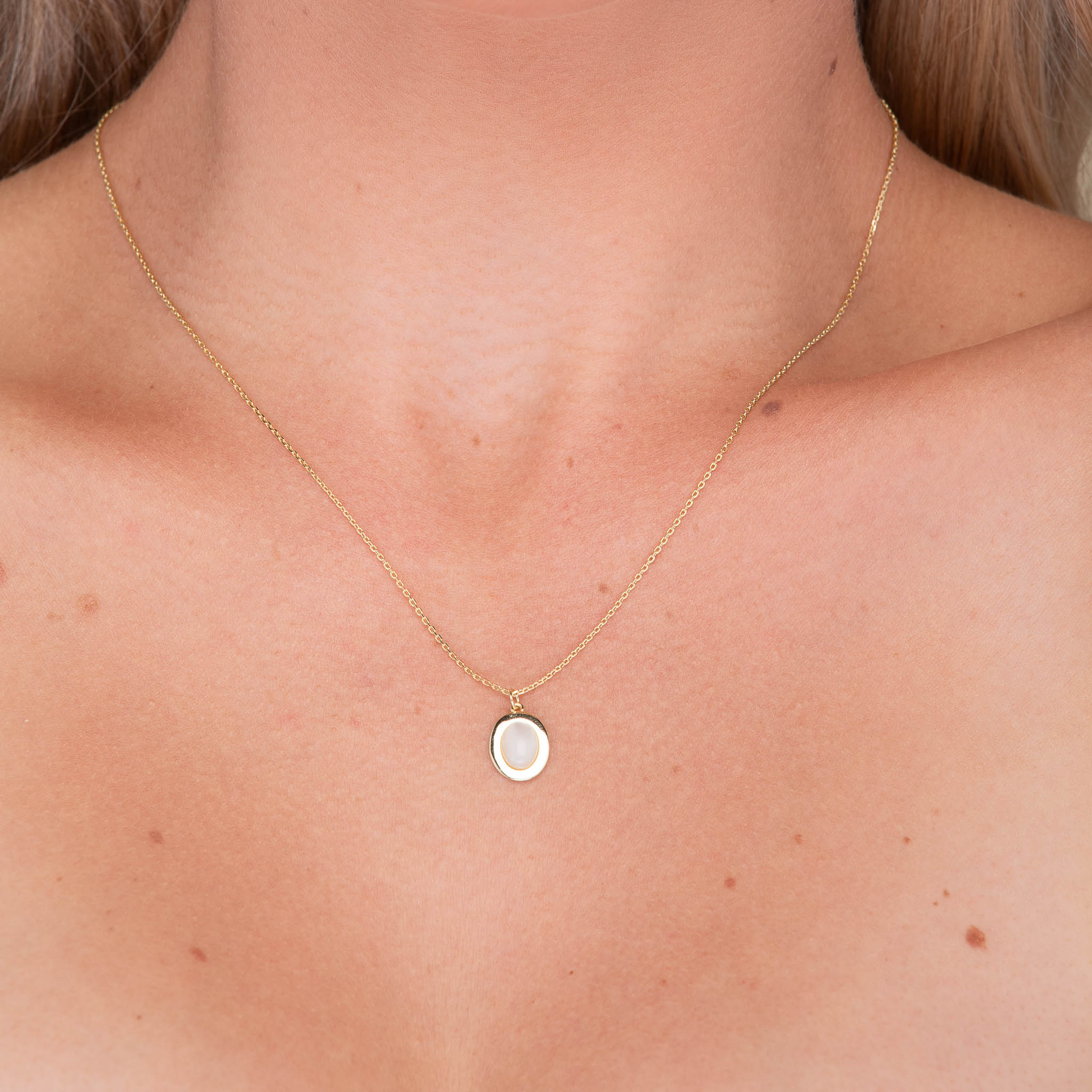 Oval Moonstone Pendant Necklace