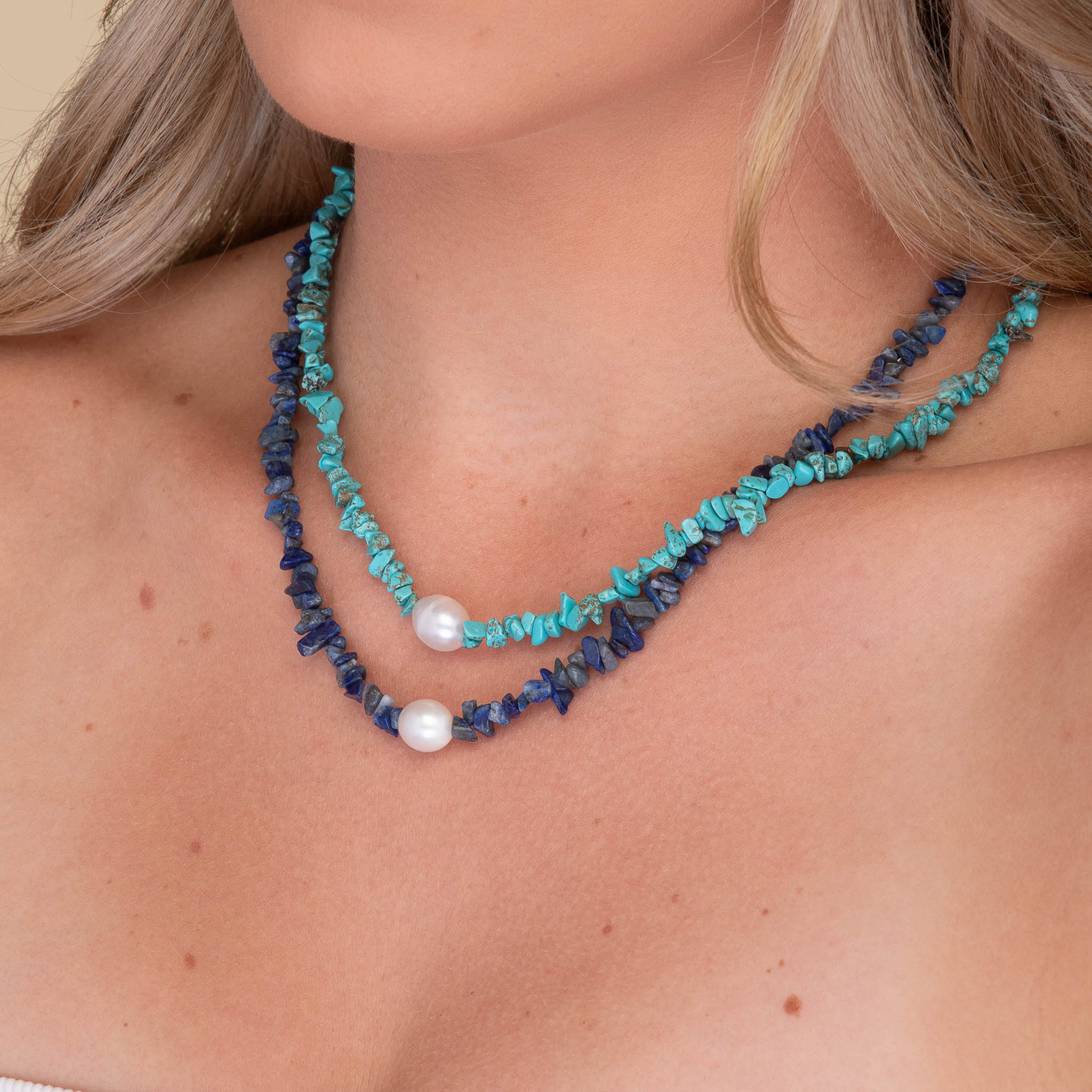 Turquoise Stone Pearl Necklace