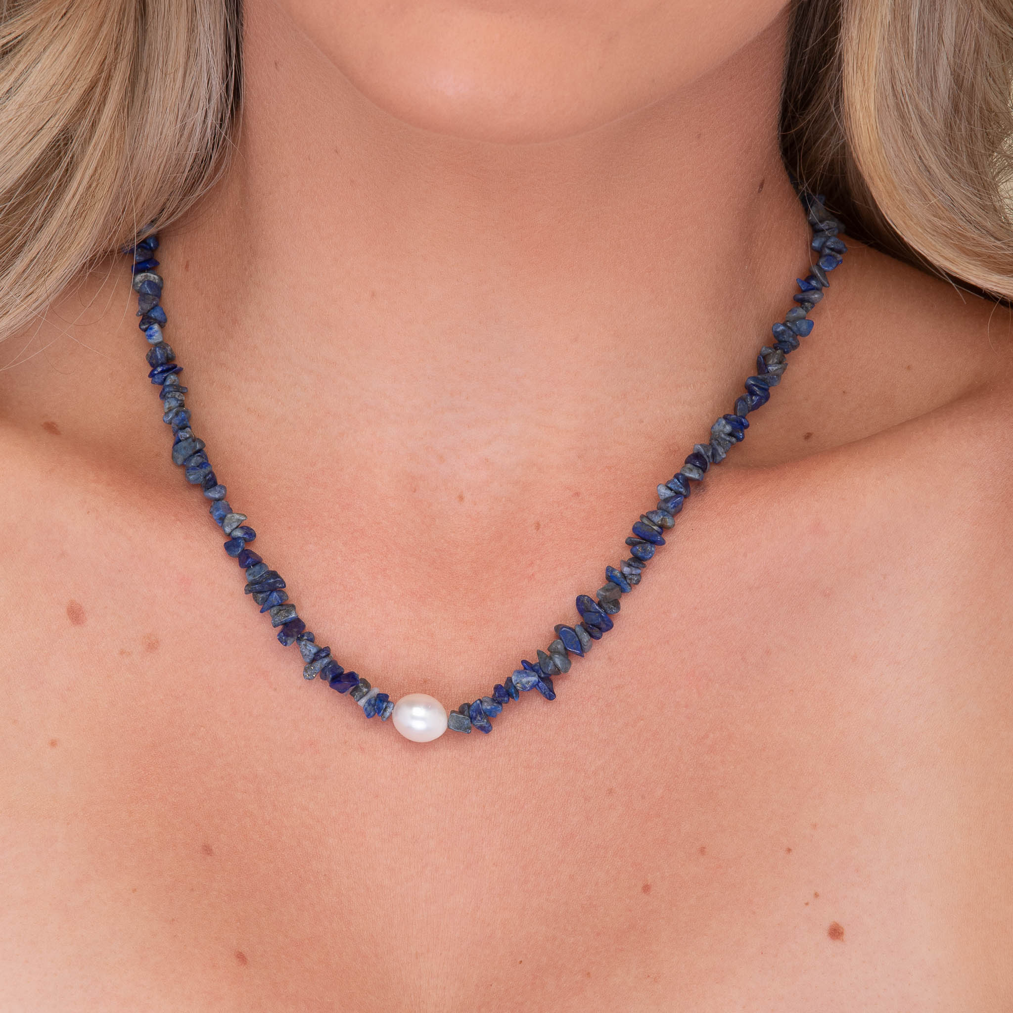 Lapis Stone Pearl Necklace