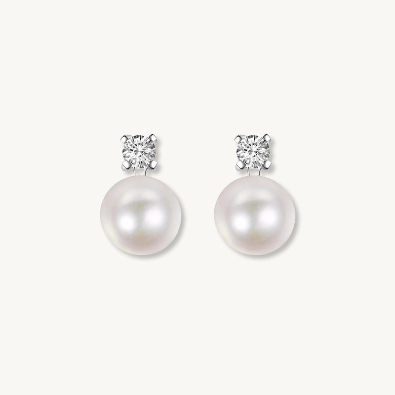 Pearl Moissanite Stud Earrings