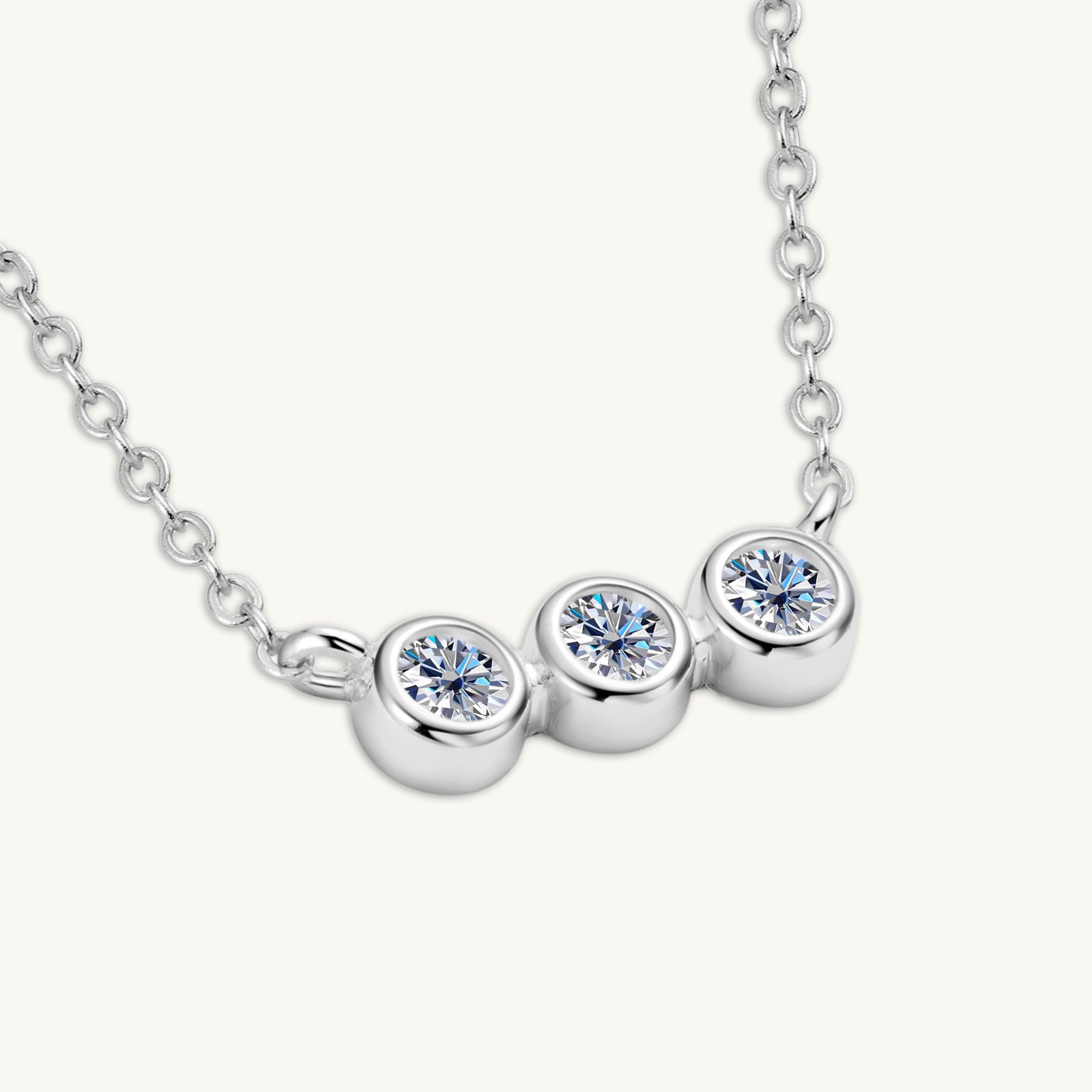 Trio Bezel Moissanite Necklace