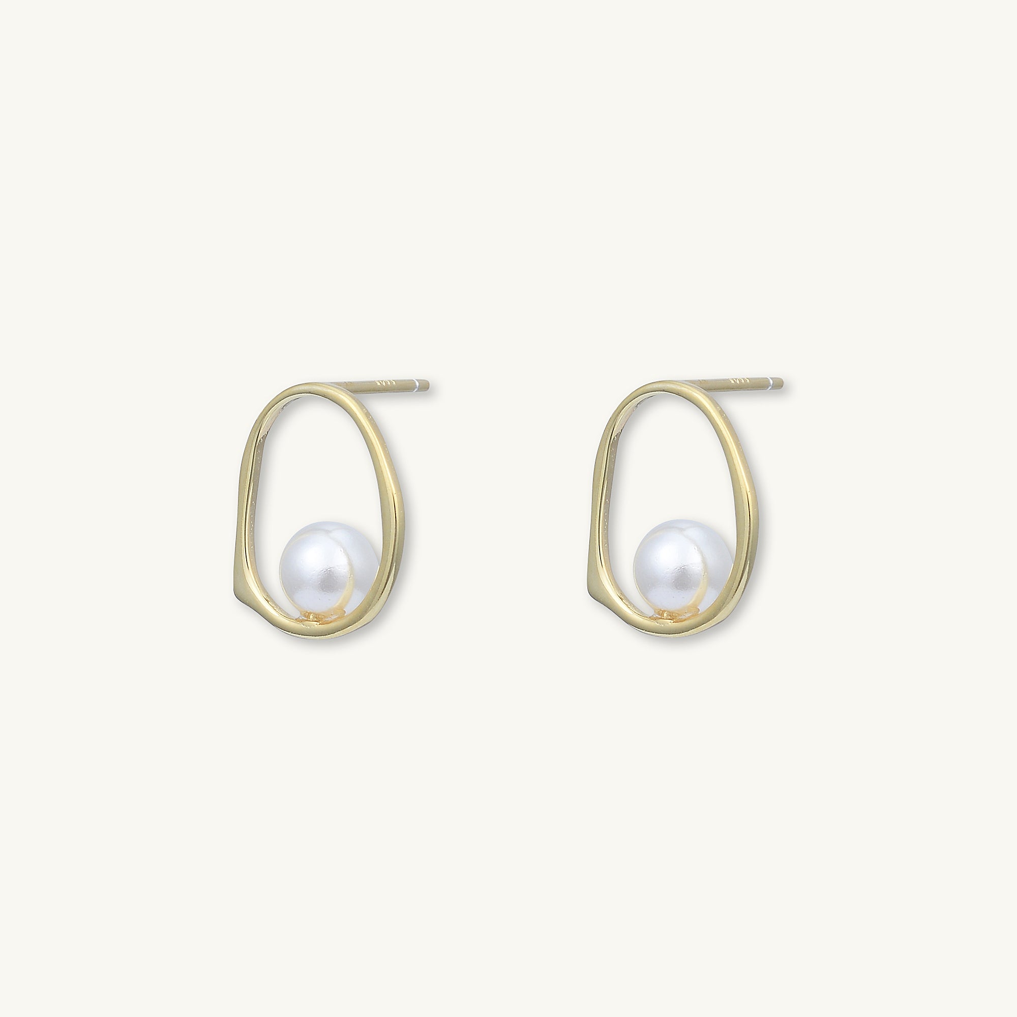 Floating Pearl Circular Stud Earrings